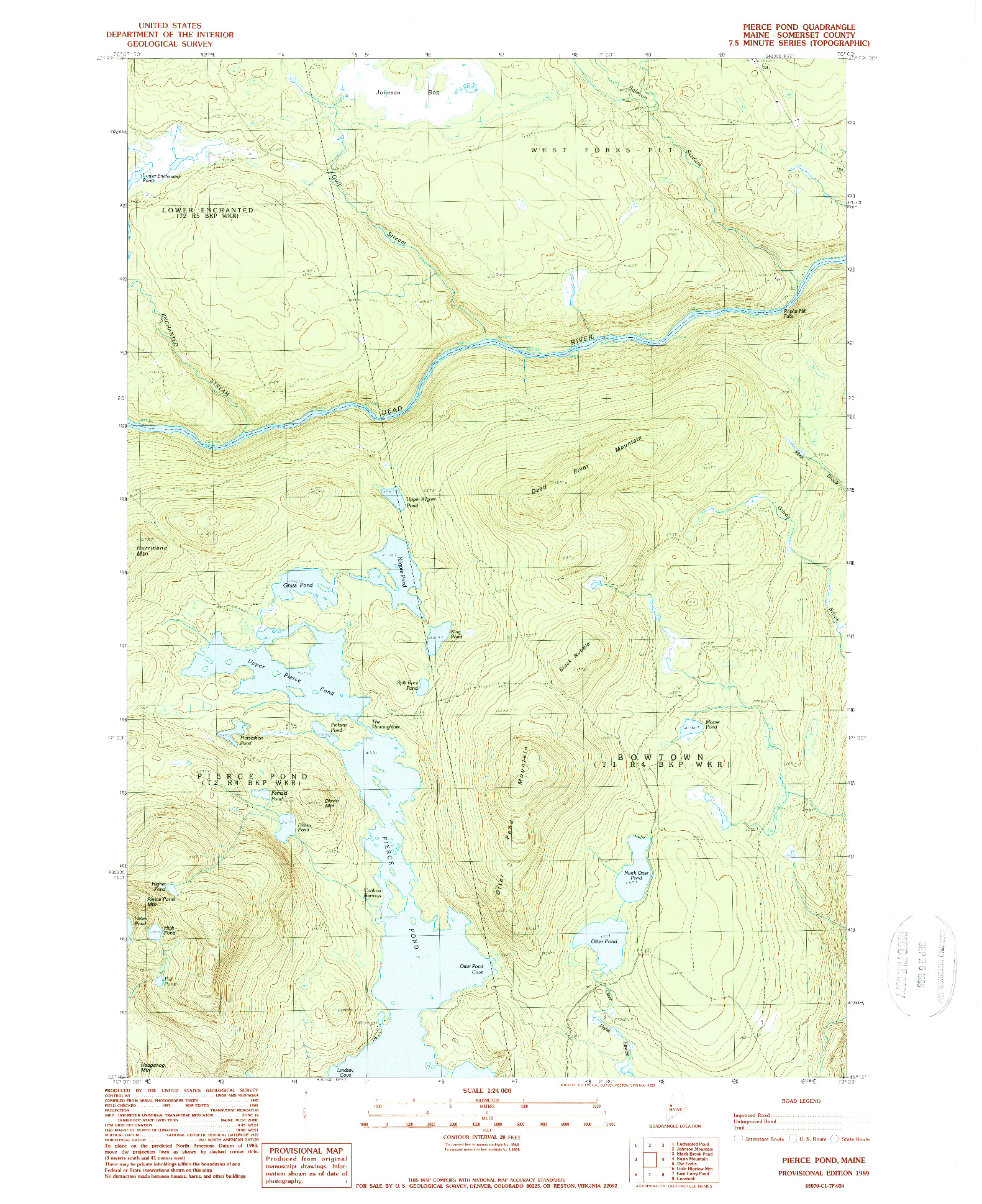 USGS 1:24000-SCALE QUADRANGLE FOR PIERCE POND, ME 1989