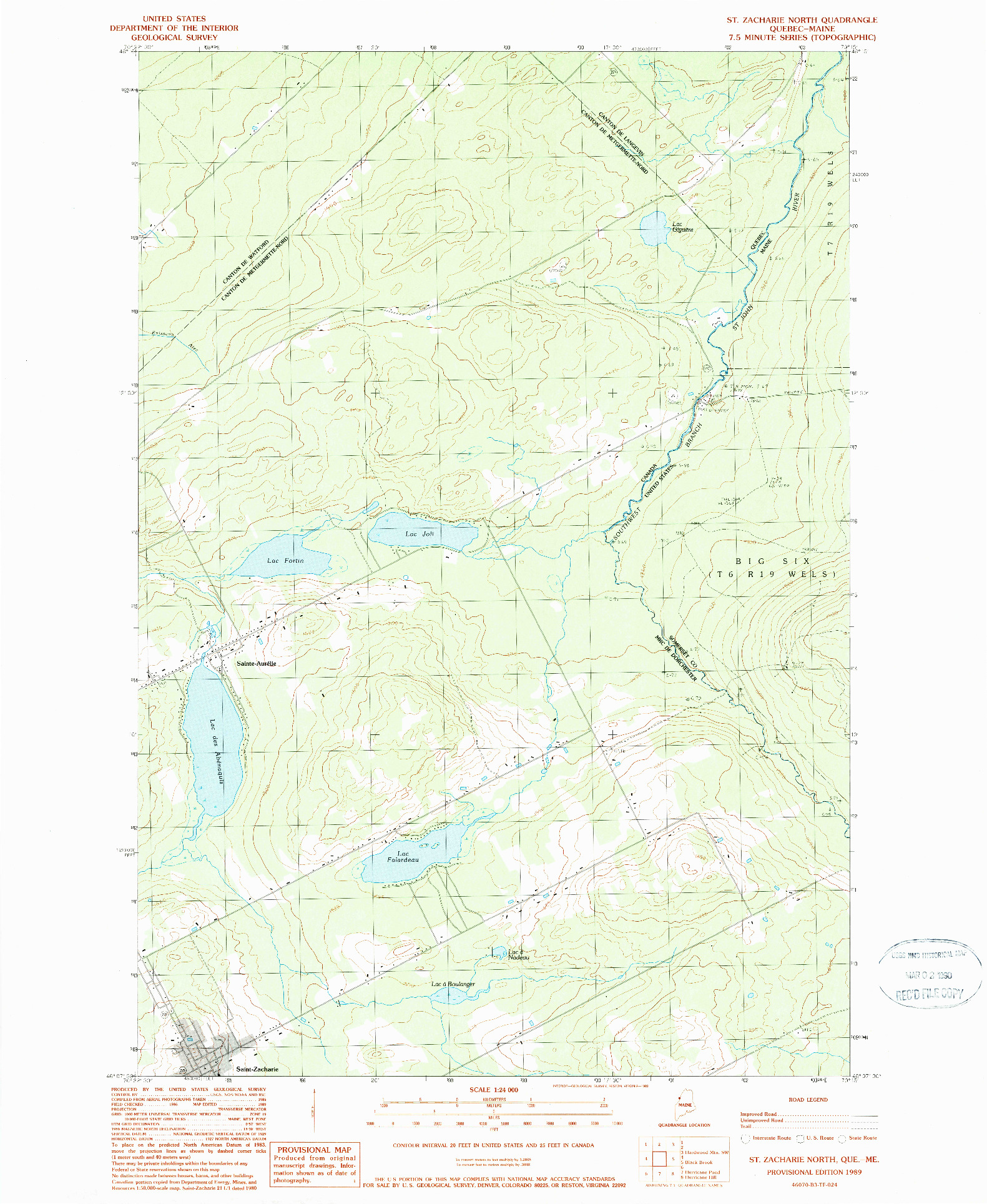 USGS 1:24000-SCALE QUADRANGLE FOR ST. ZACHARIE NORTH, ME 1989