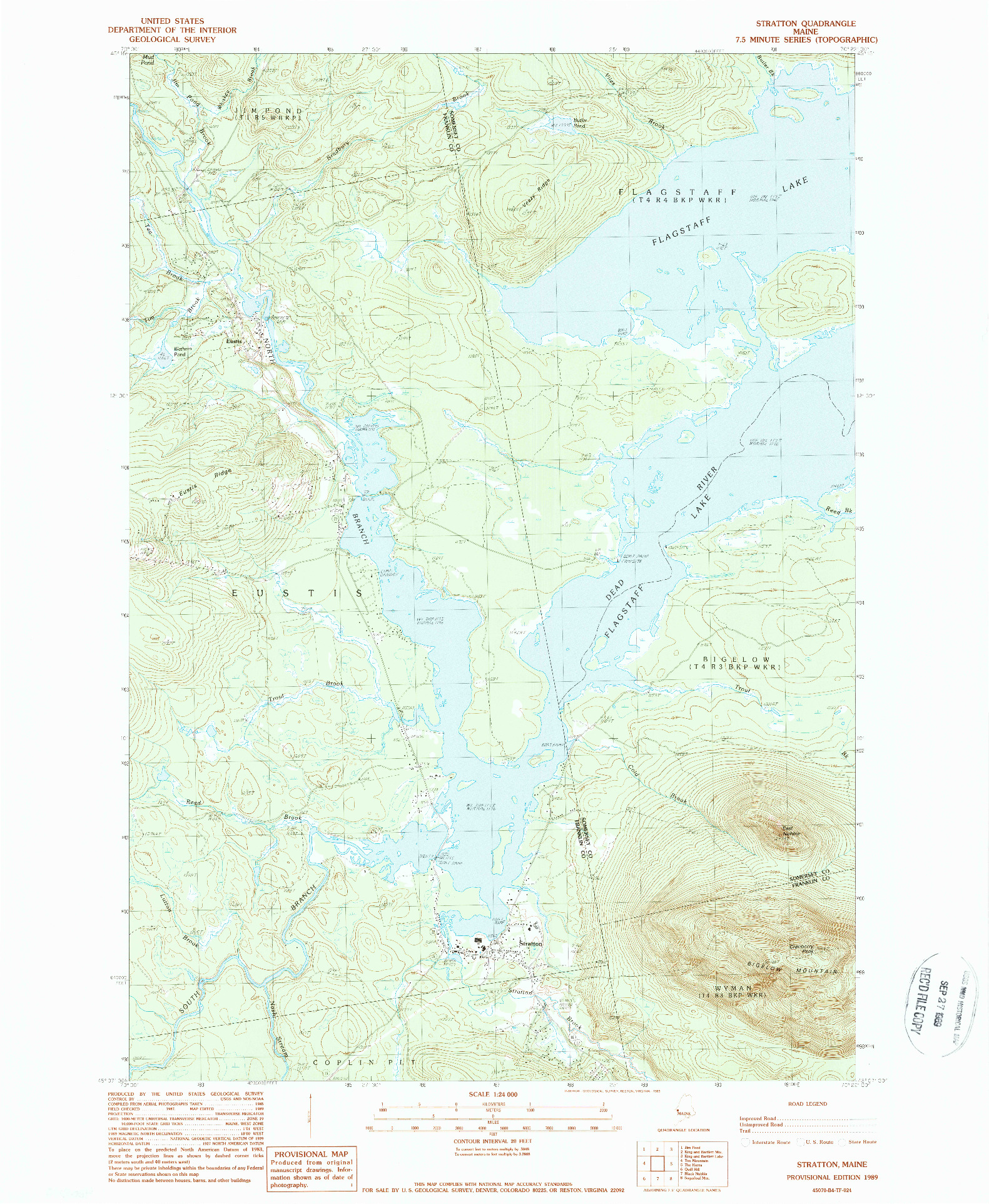 USGS 1:24000-SCALE QUADRANGLE FOR STRATTON, ME 1989