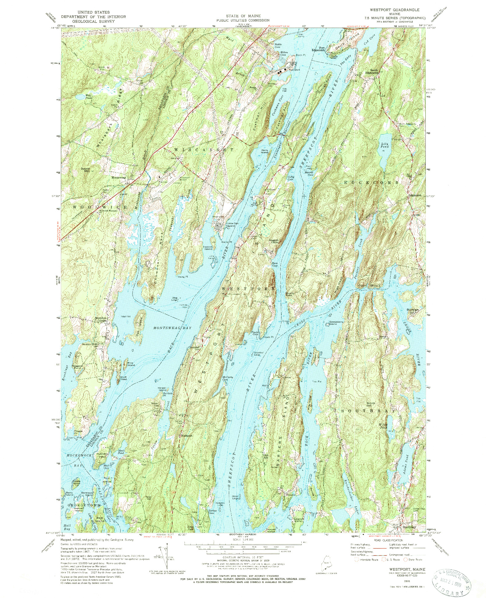 USGS 1:24000-SCALE QUADRANGLE FOR WESTPORT, ME 1970