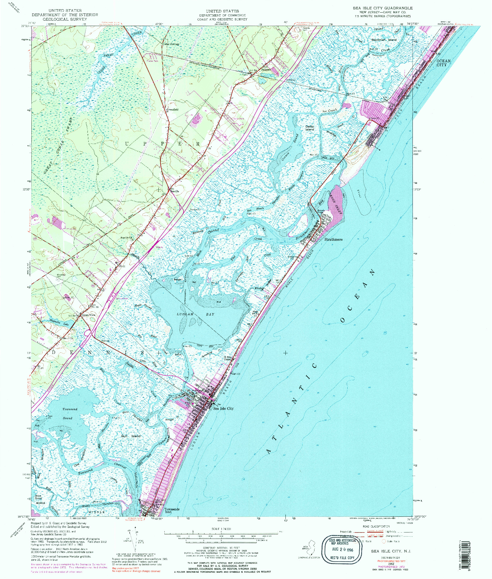 USGS 1:24000-SCALE QUADRANGLE FOR SEA ISLE CITY, NJ 1952