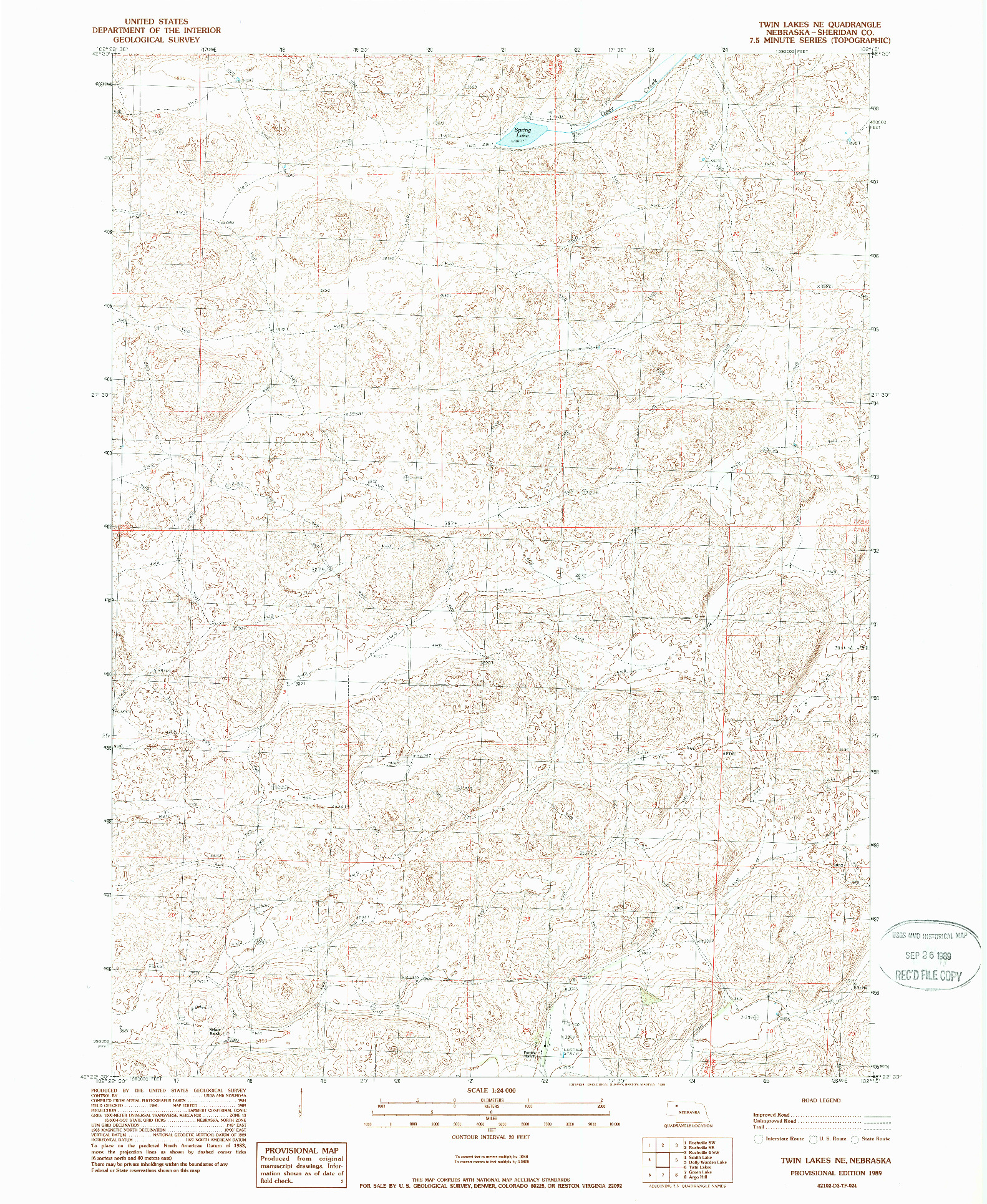 USGS 1:24000-SCALE QUADRANGLE FOR TWIN LAKES NE, NE 1989