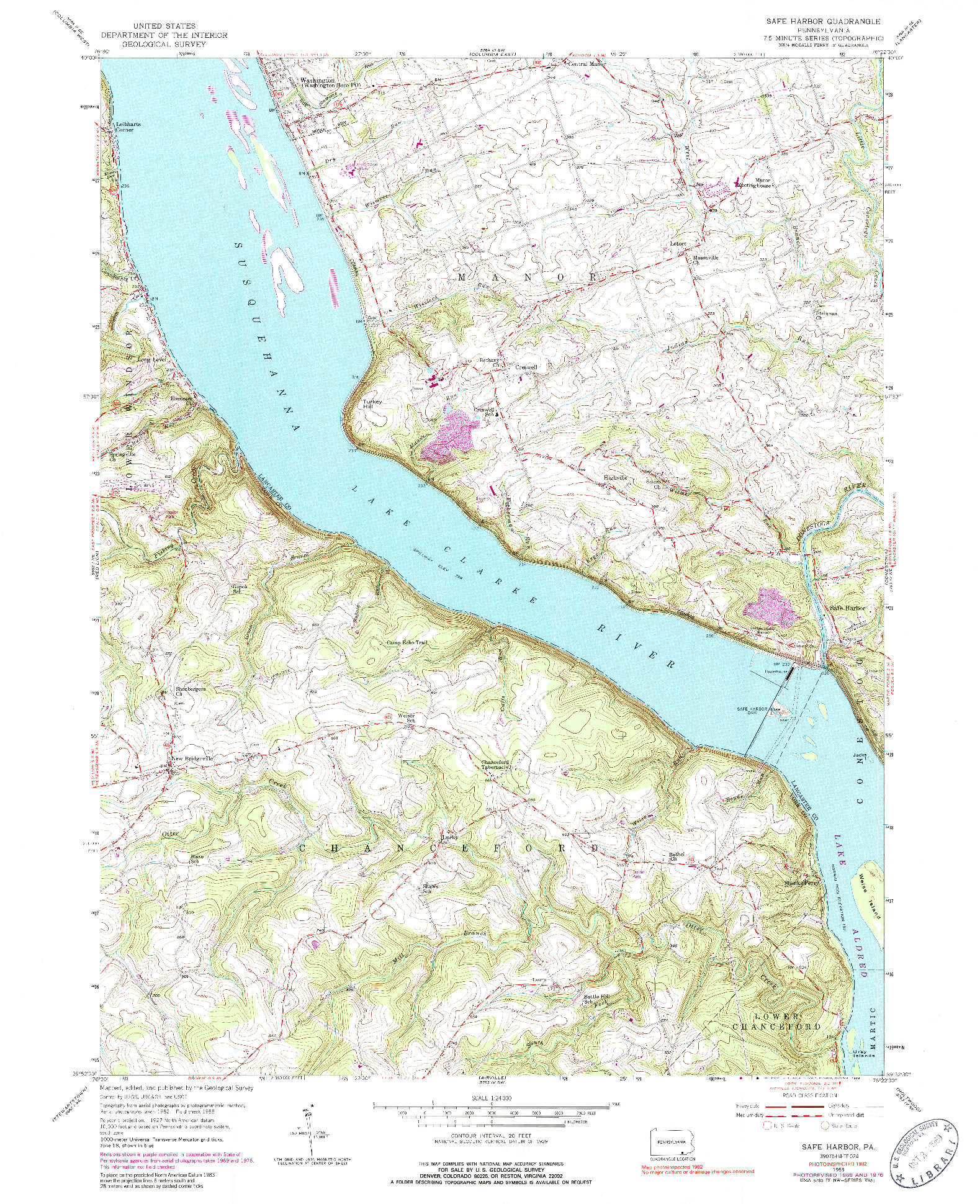 USGS 1:24000-SCALE QUADRANGLE FOR SAFE HARBOR, PA 1955