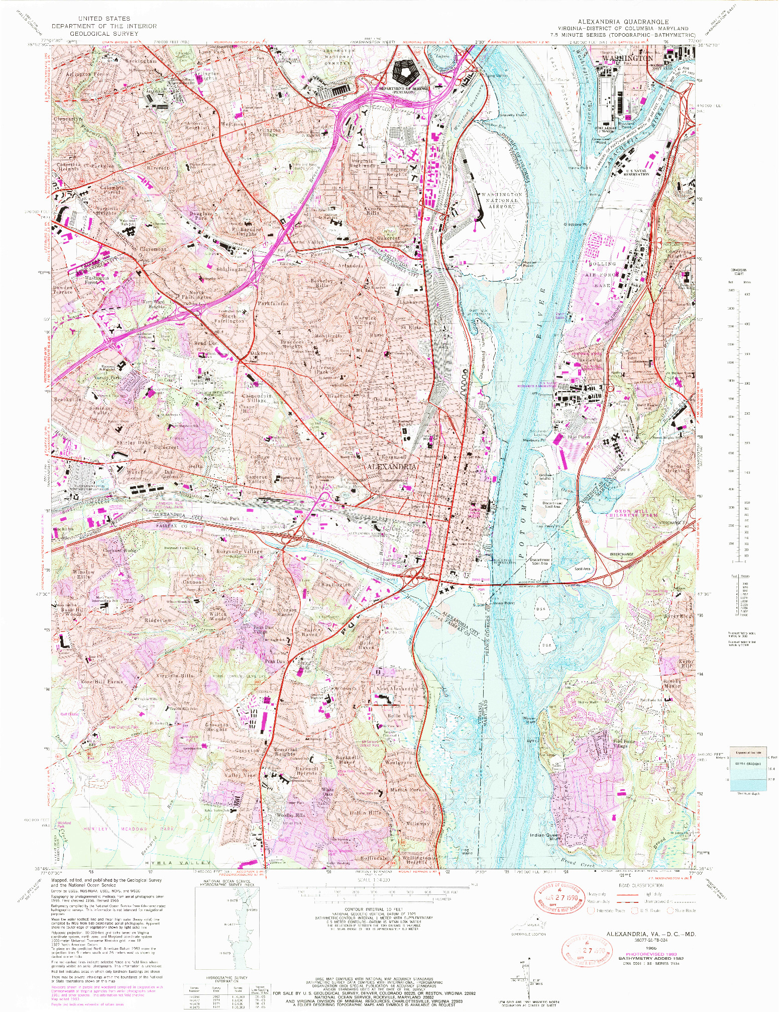 USGS 1:24000-SCALE QUADRANGLE FOR ALEXANDRIA, VA 1965