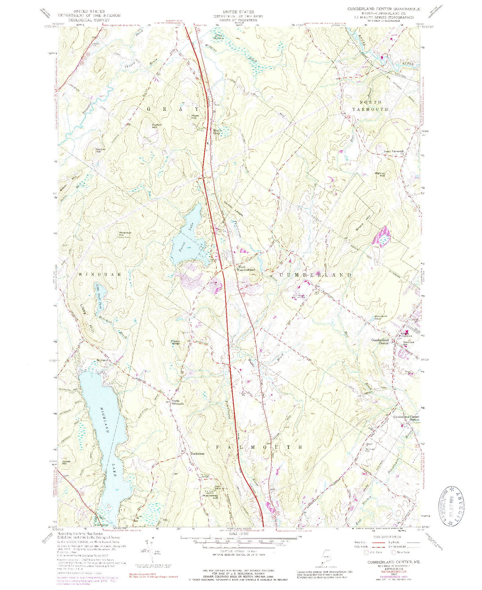 USGS 1:24000-SCALE QUADRANGLE FOR CUMBERLAND CENTER, ME 1957