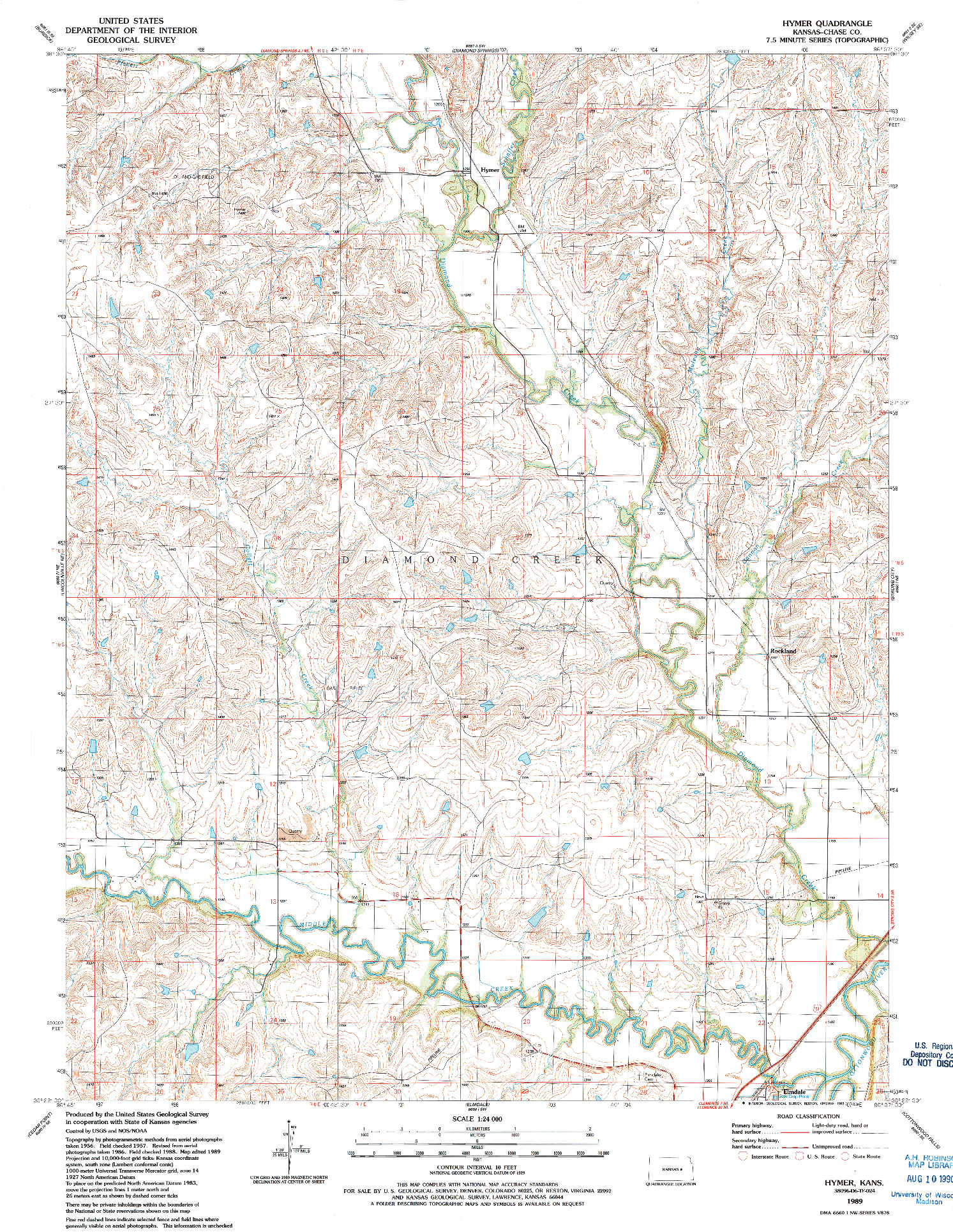 USGS 1:24000-SCALE QUADRANGLE FOR HYMER, KS 1989