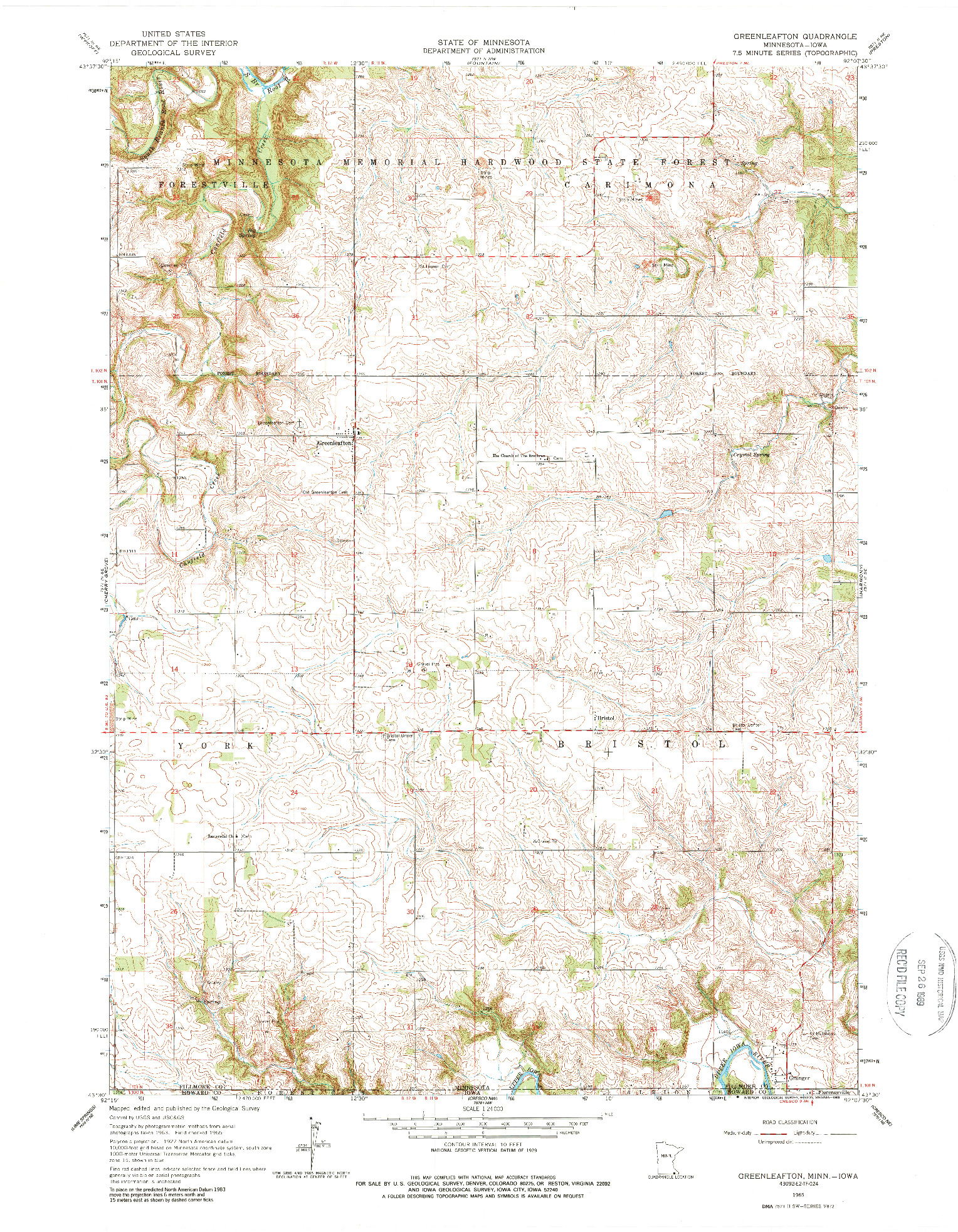 USGS 1:24000-SCALE QUADRANGLE FOR GREENLEAFTON, MN 1965