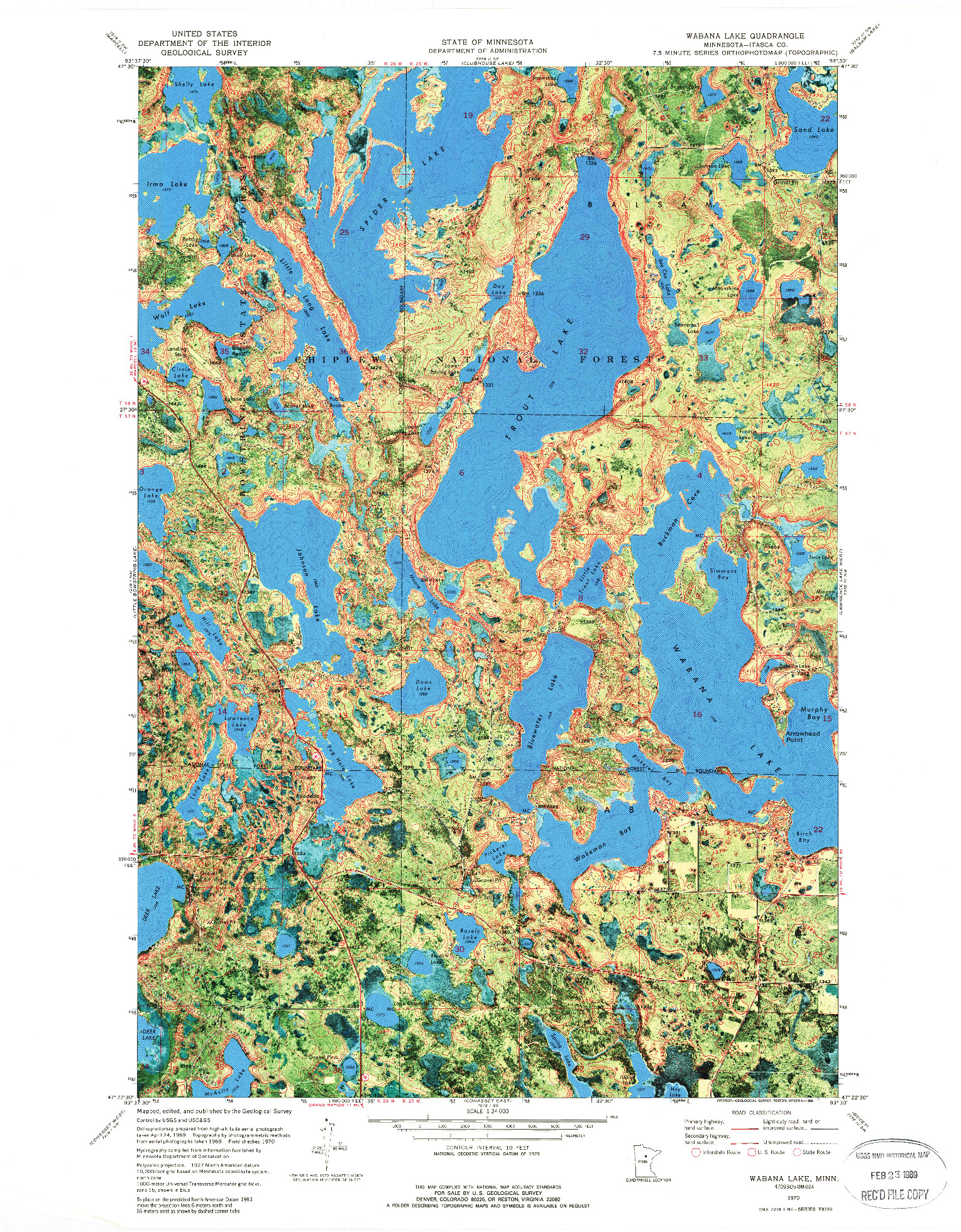 USGS 1:24000-SCALE QUADRANGLE FOR WABANA LAKE, MN 1970