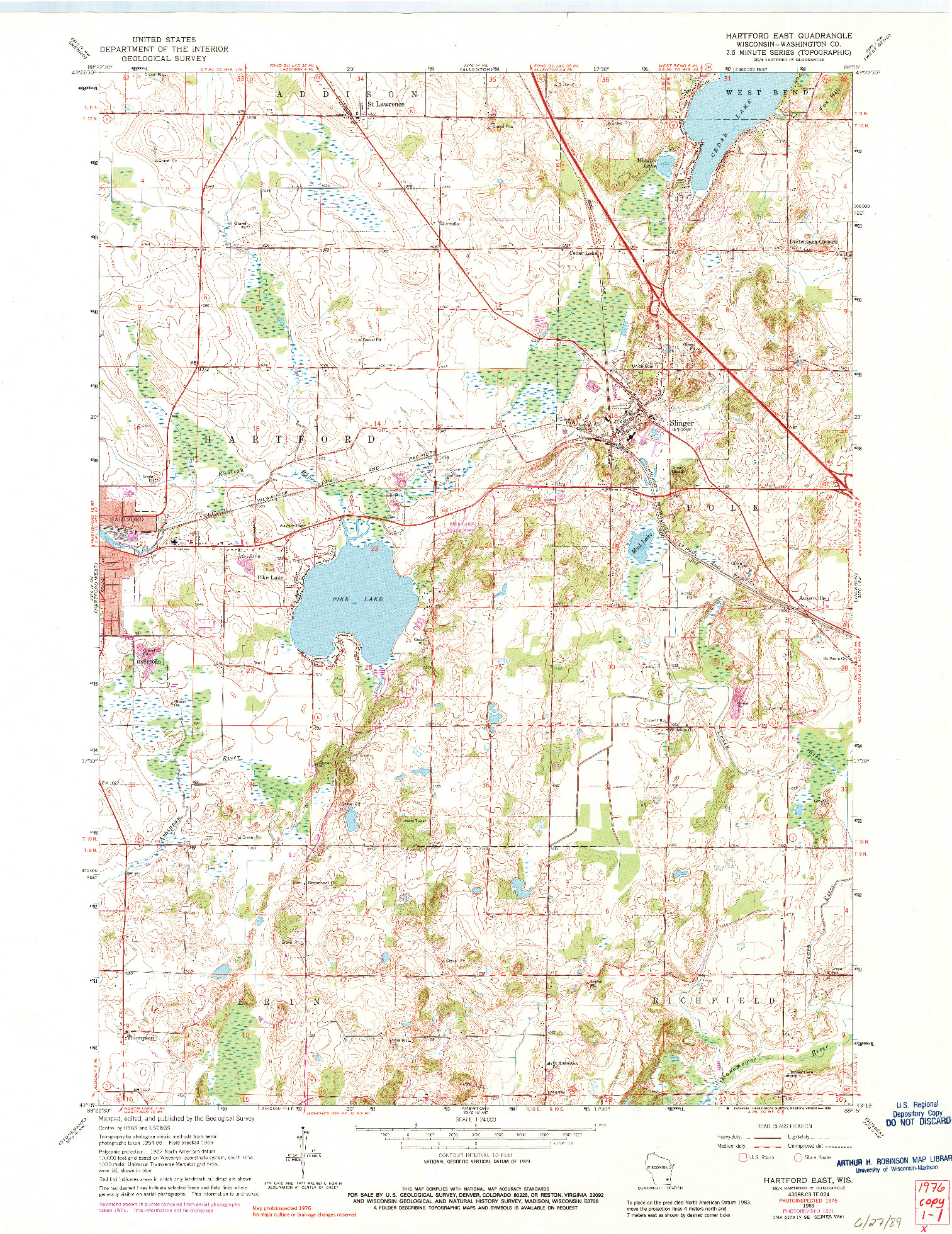 USGS 1:24000-SCALE QUADRANGLE FOR HARTFORD EAST, WI 1959