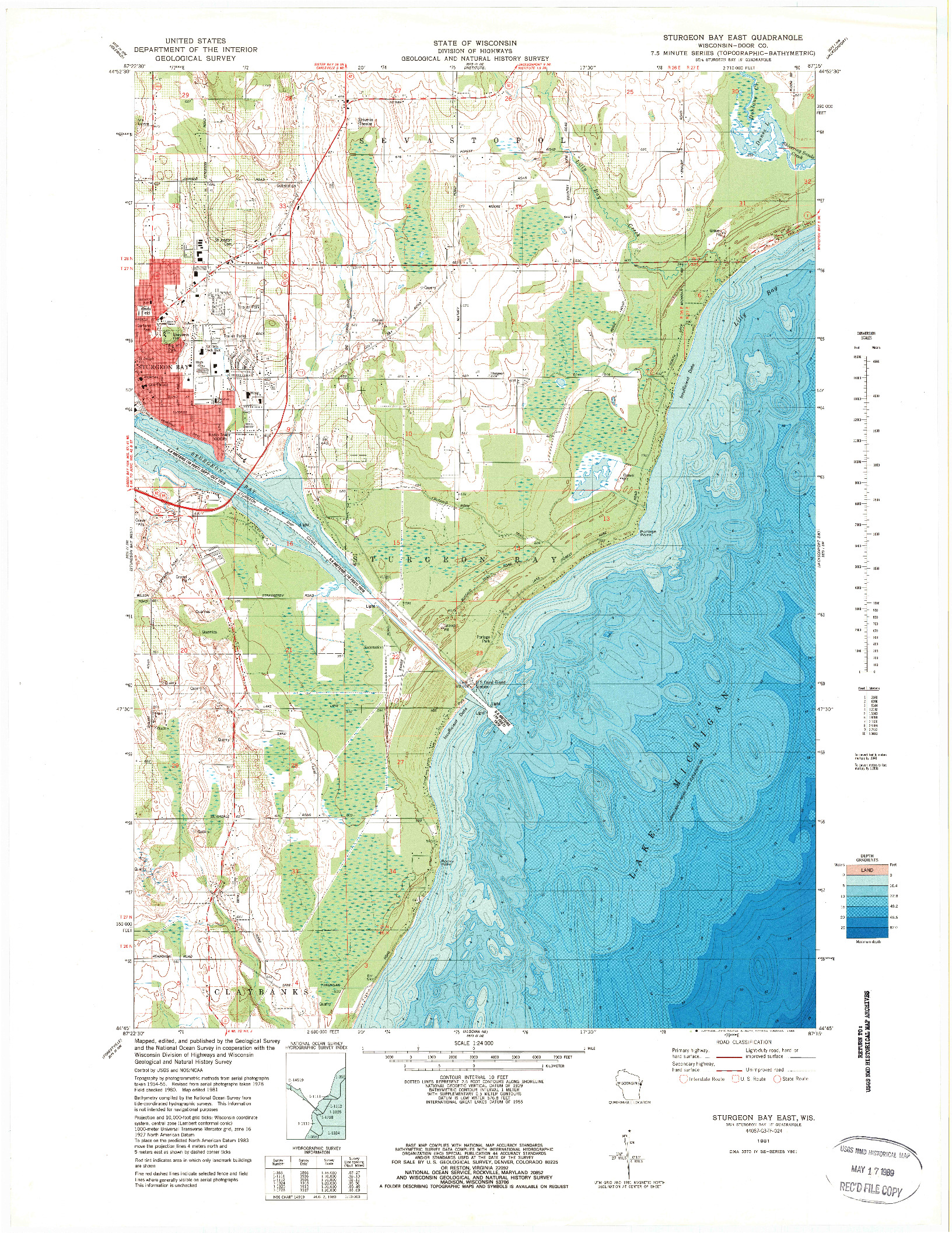 USGS 1:24000-SCALE QUADRANGLE FOR STURGEON BAY EAST, WI 1981