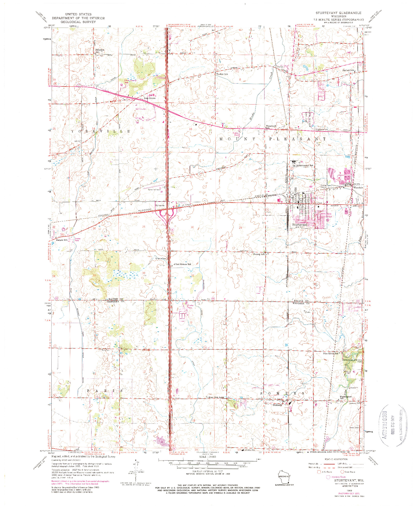 USGS 1:24000-SCALE QUADRANGLE FOR STURTEVANT, WI 1959