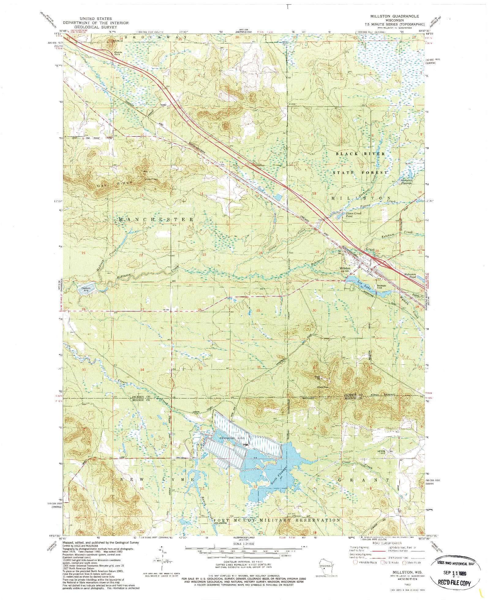 USGS 1:24000-SCALE QUADRANGLE FOR MILLSTON, WI 1983