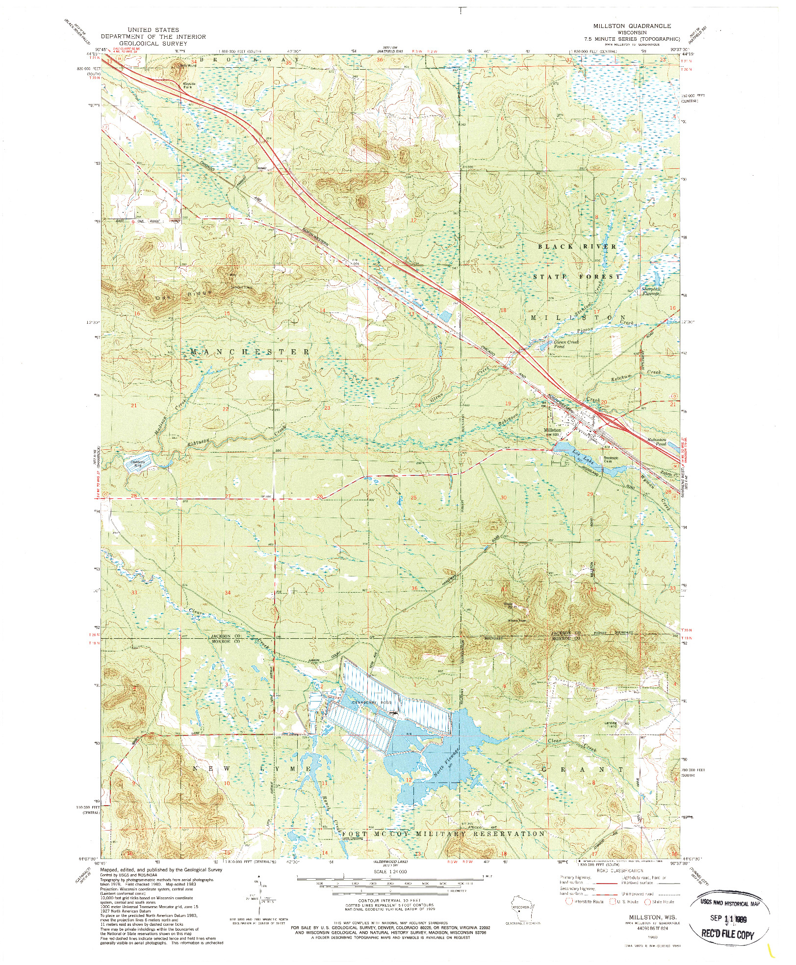 USGS 1:24000-SCALE QUADRANGLE FOR MILLSTON, WI 1983
