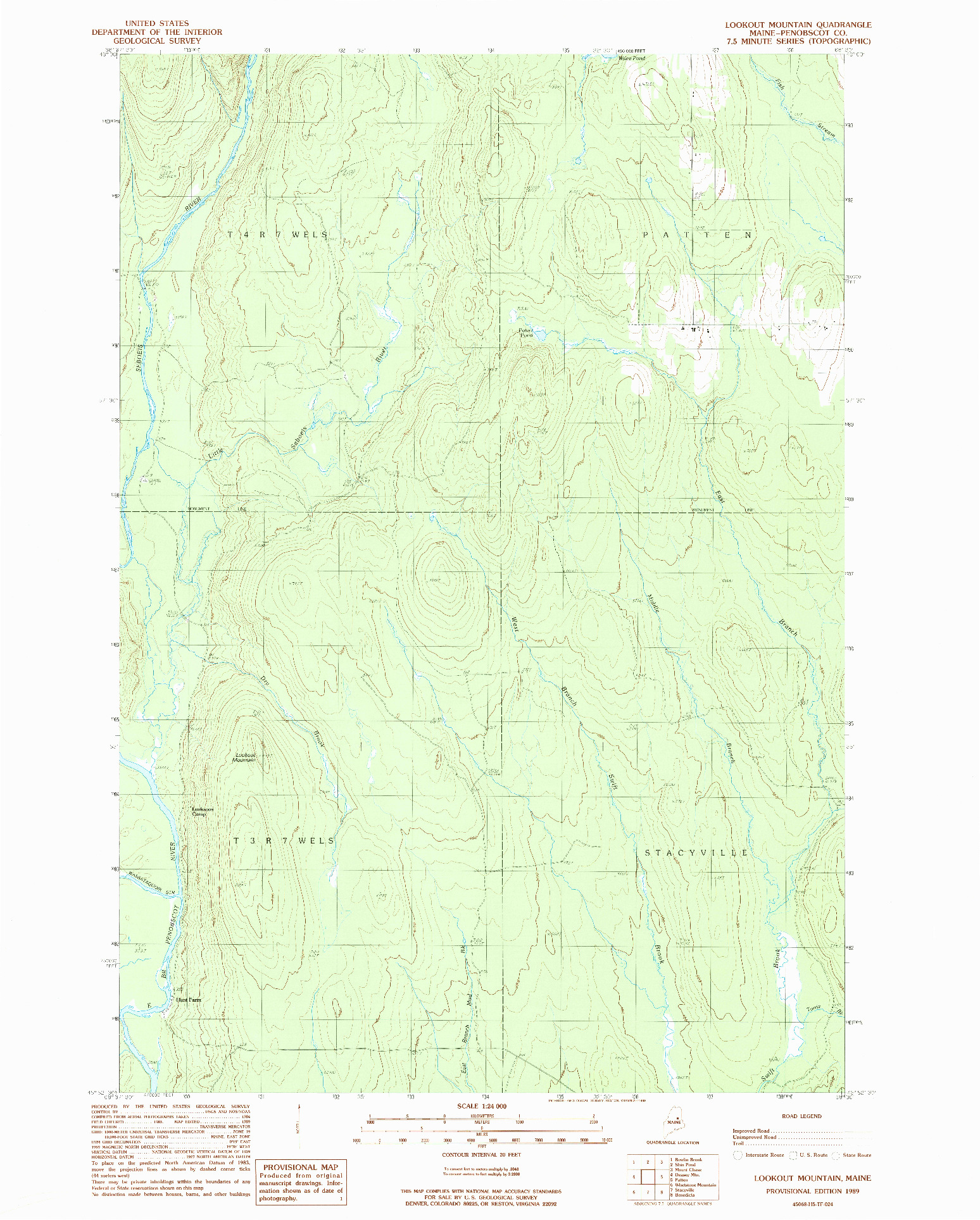 USGS 1:24000-SCALE QUADRANGLE FOR LOOKOUT MOUNTAIN, ME 1989