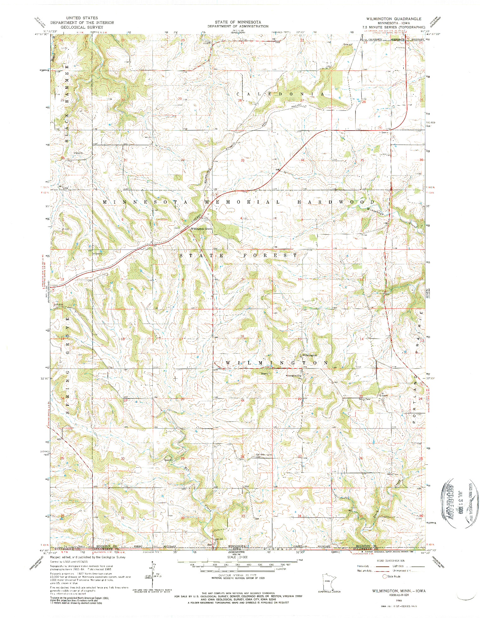 USGS 1:24000-SCALE QUADRANGLE FOR WILMINGTON, MN 1965