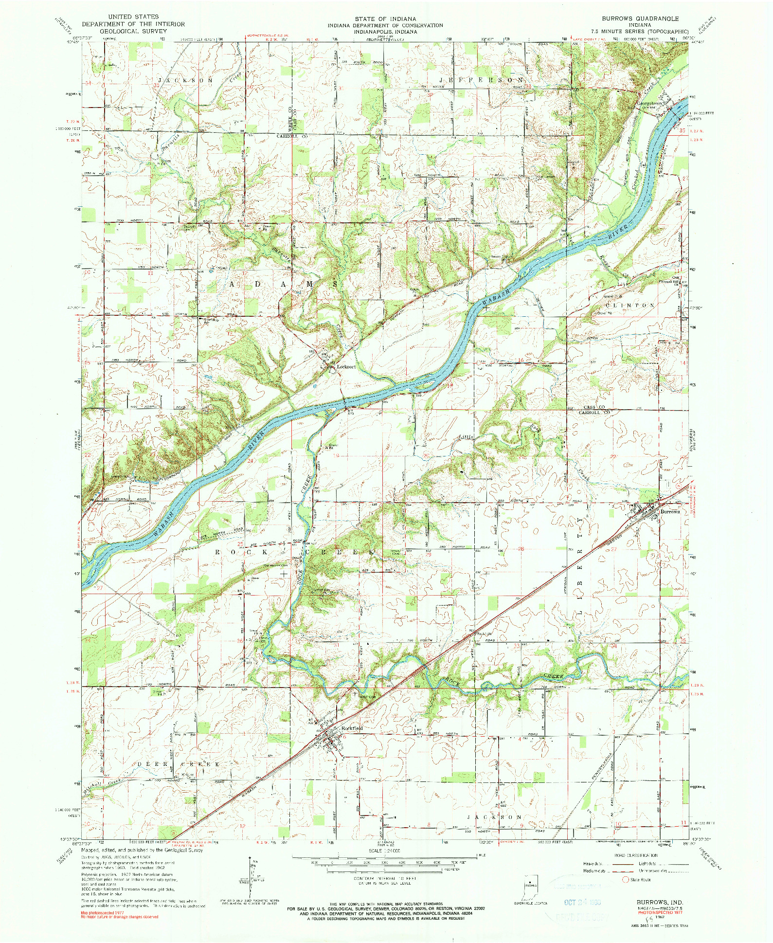 USGS 1:24000-SCALE QUADRANGLE FOR BURROWS, IN 1962