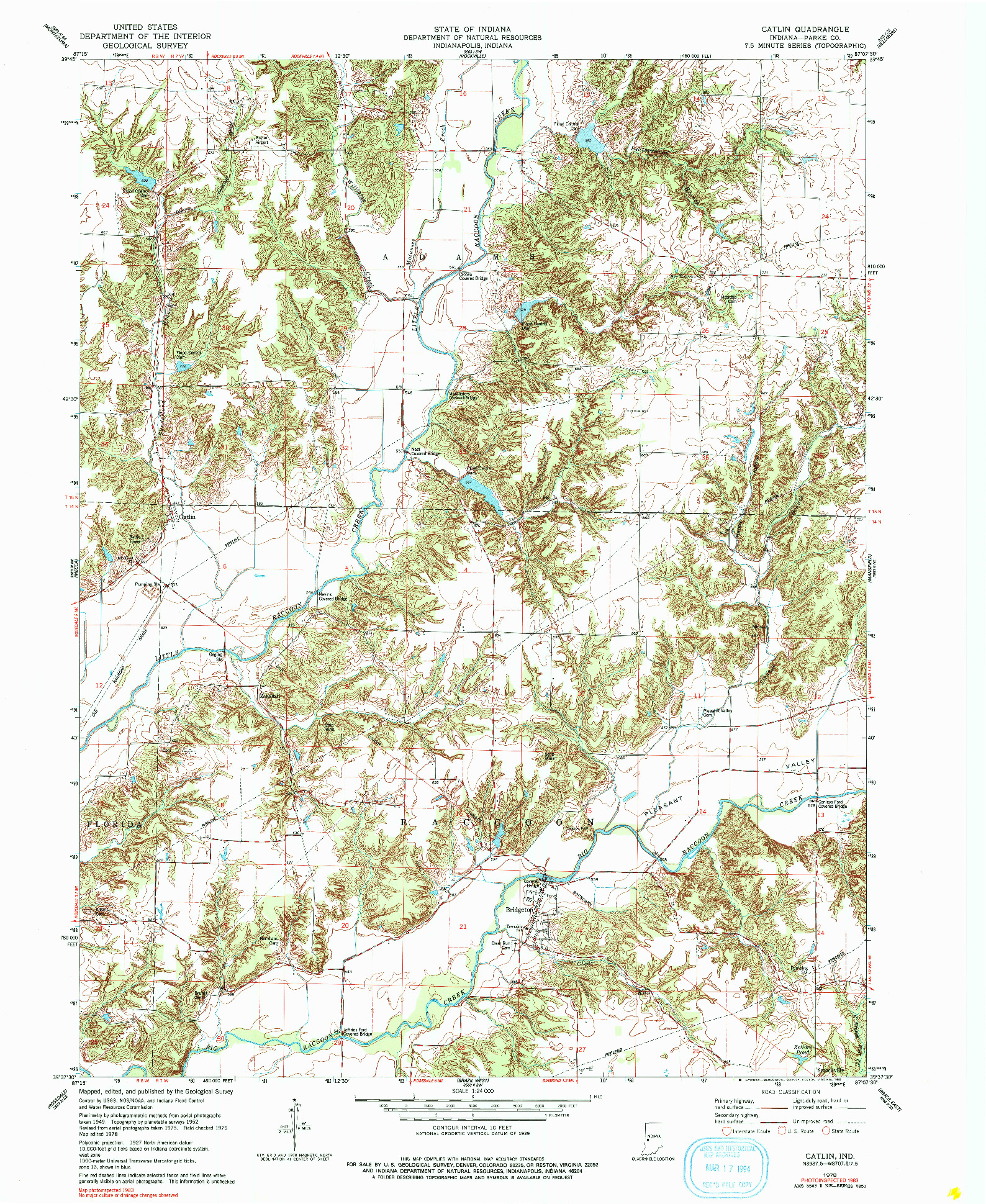 USGS 1:24000-SCALE QUADRANGLE FOR CATLIN, IN 1978