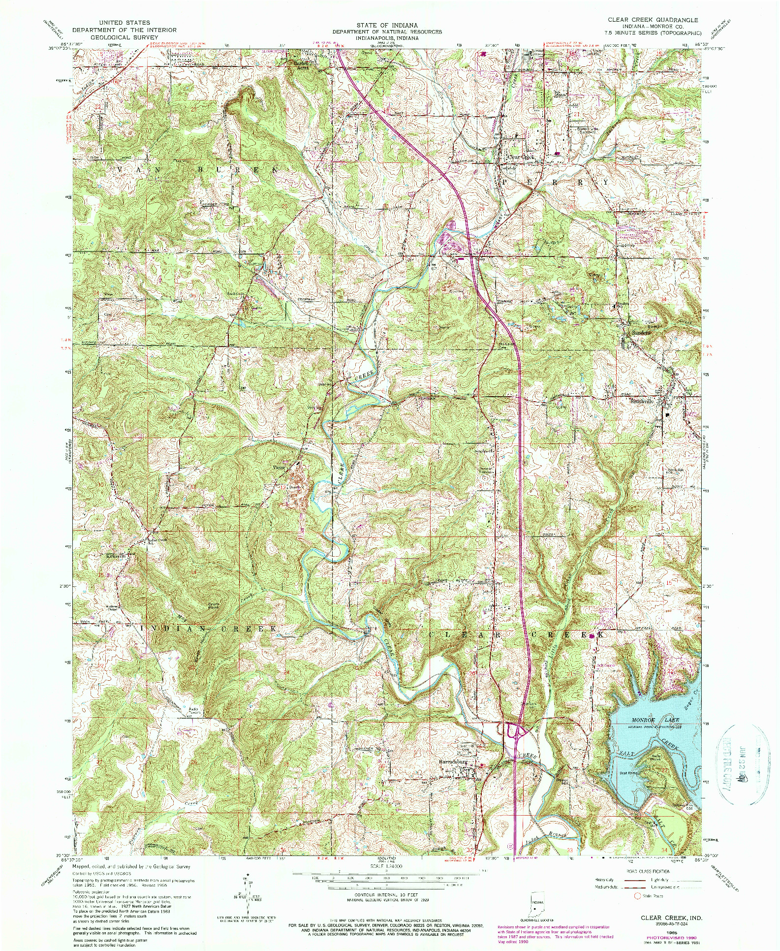 USGS 1:24000-SCALE QUADRANGLE FOR CLEAR CREEK, IN 1965