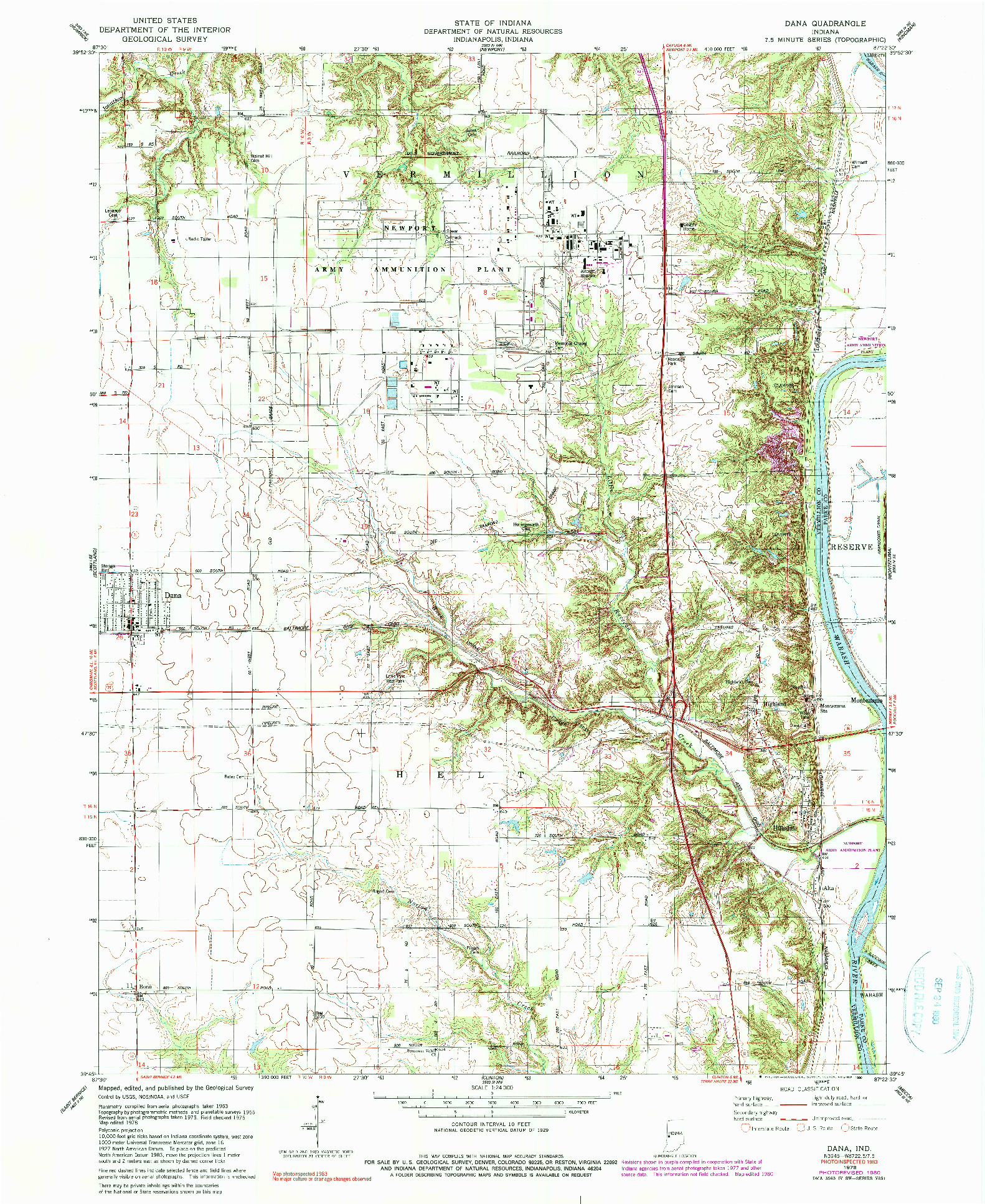 USGS 1:24000-SCALE QUADRANGLE FOR DANA, IN 1978