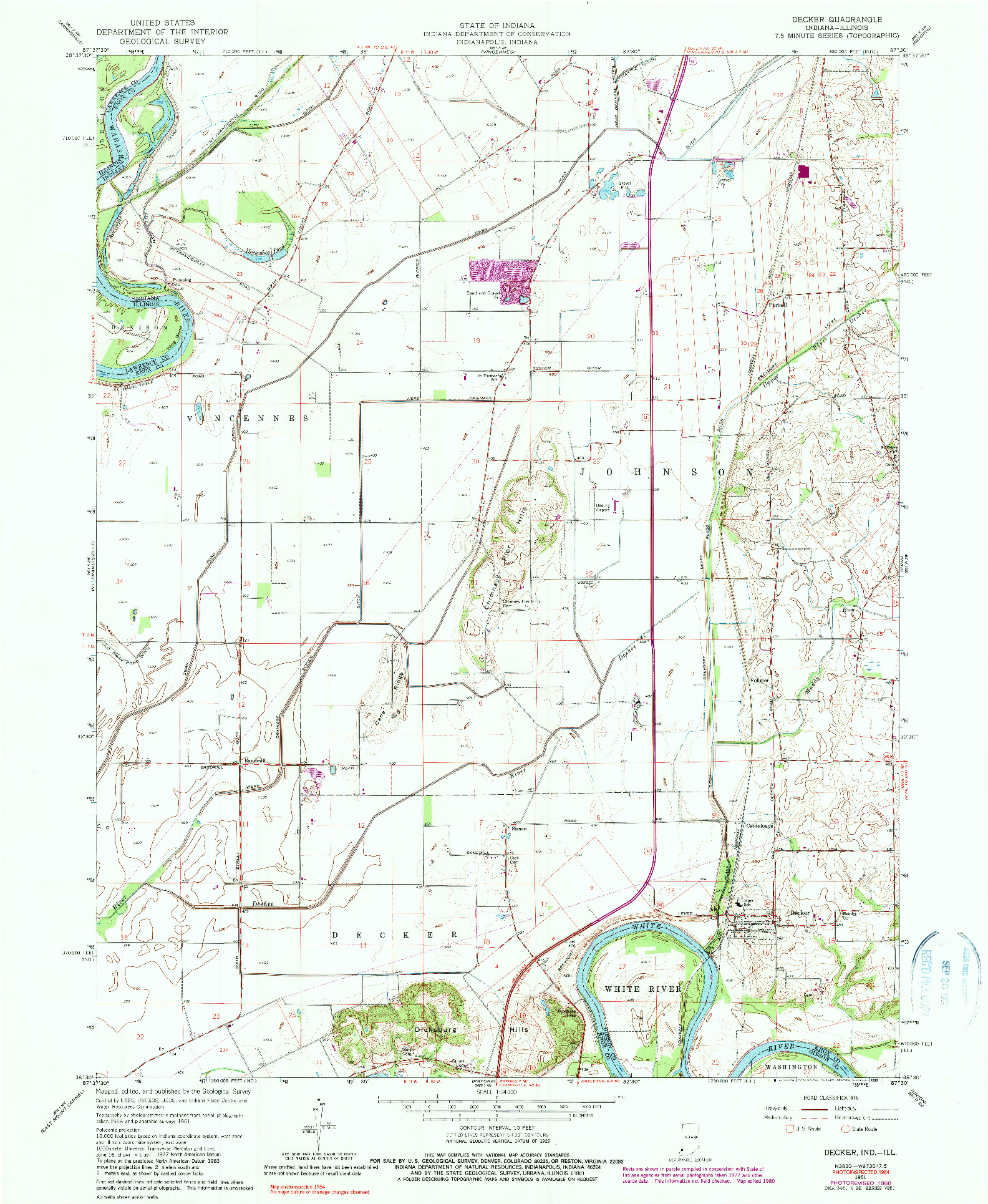 USGS 1:24000-SCALE QUADRANGLE FOR DECKER, IN 1961