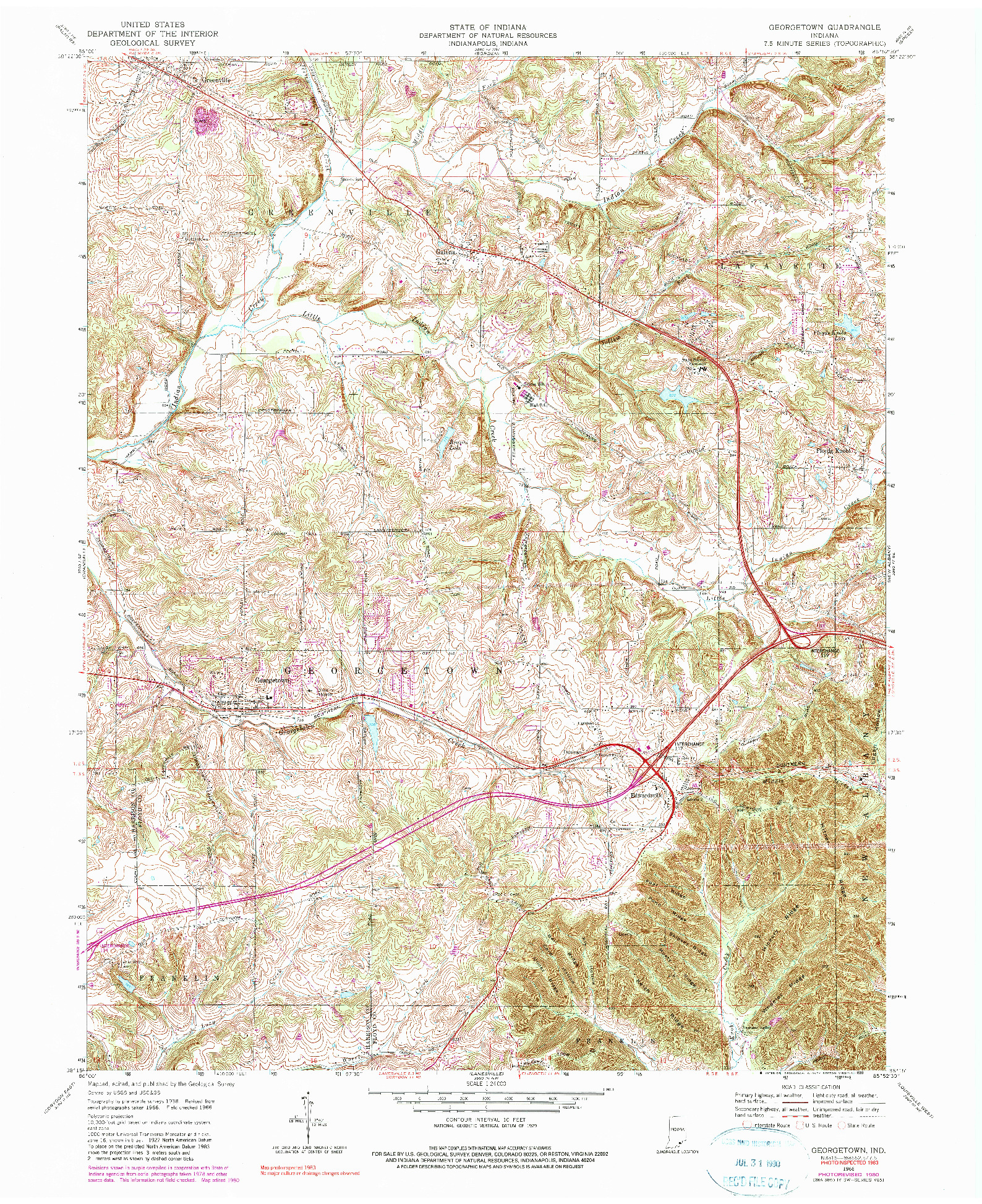 USGS 1:24000-SCALE QUADRANGLE FOR GEORGETOWN, IN 1966