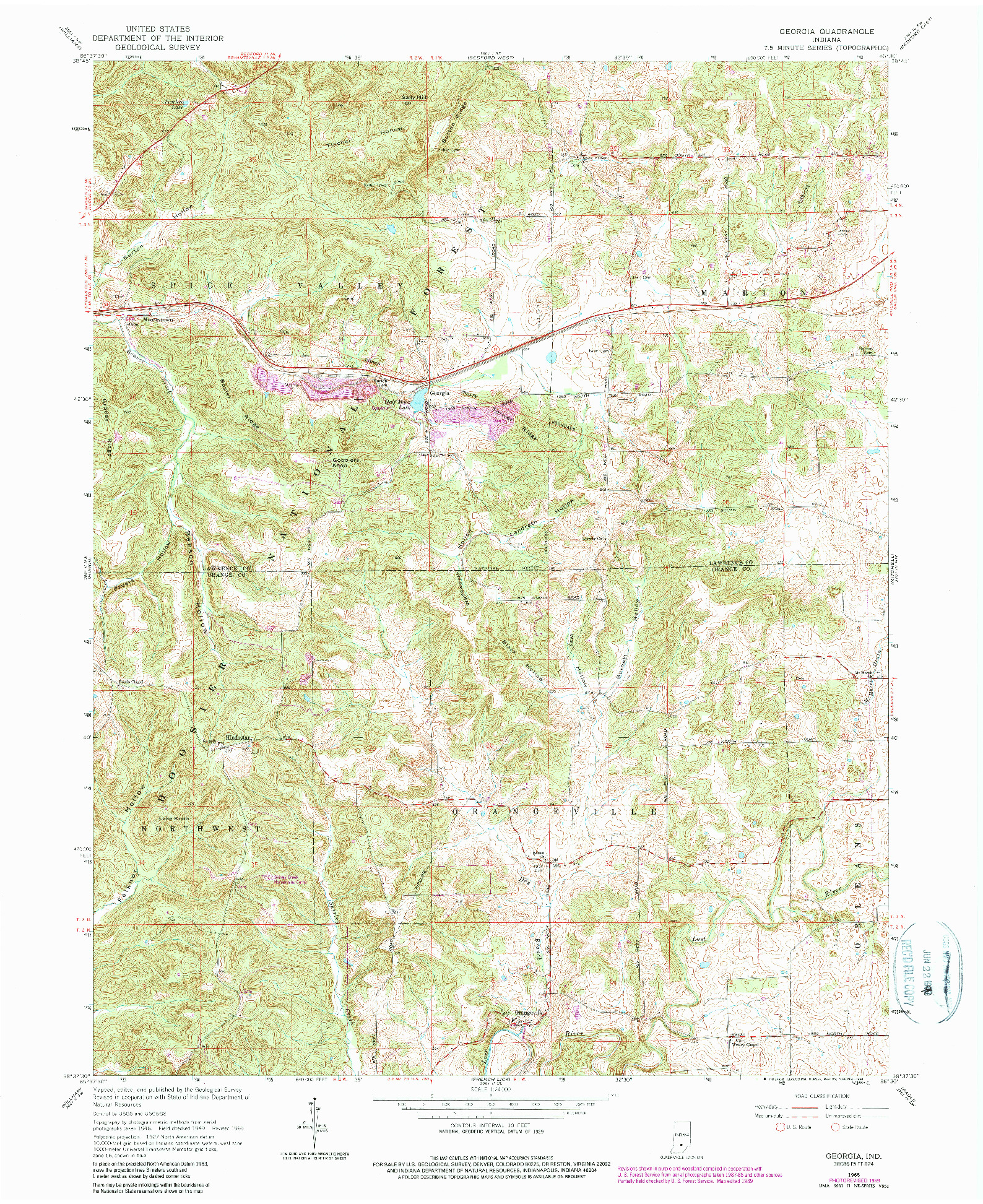 USGS 1:24000-SCALE QUADRANGLE FOR GEORGIA, IN 1965