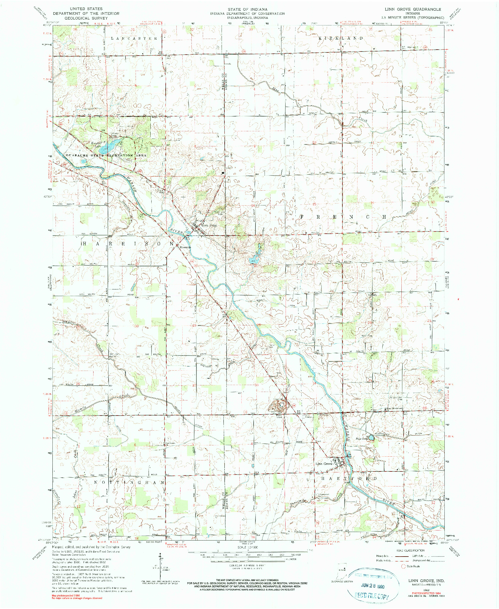 USGS 1:24000-SCALE QUADRANGLE FOR LINN GROVE, IN 1962