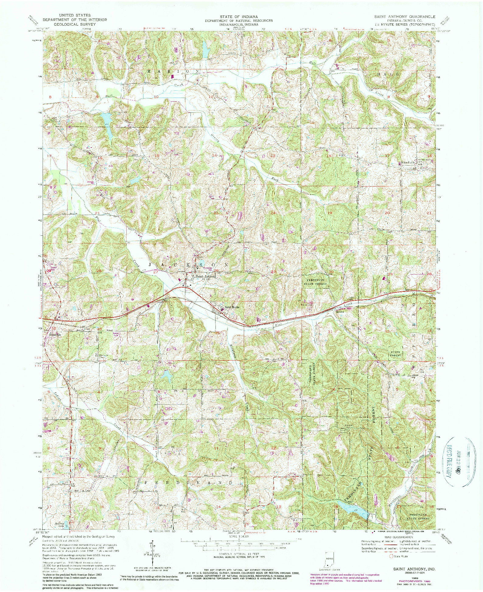 USGS 1:24000-SCALE QUADRANGLE FOR SAINT ANTHONY, IN 1969