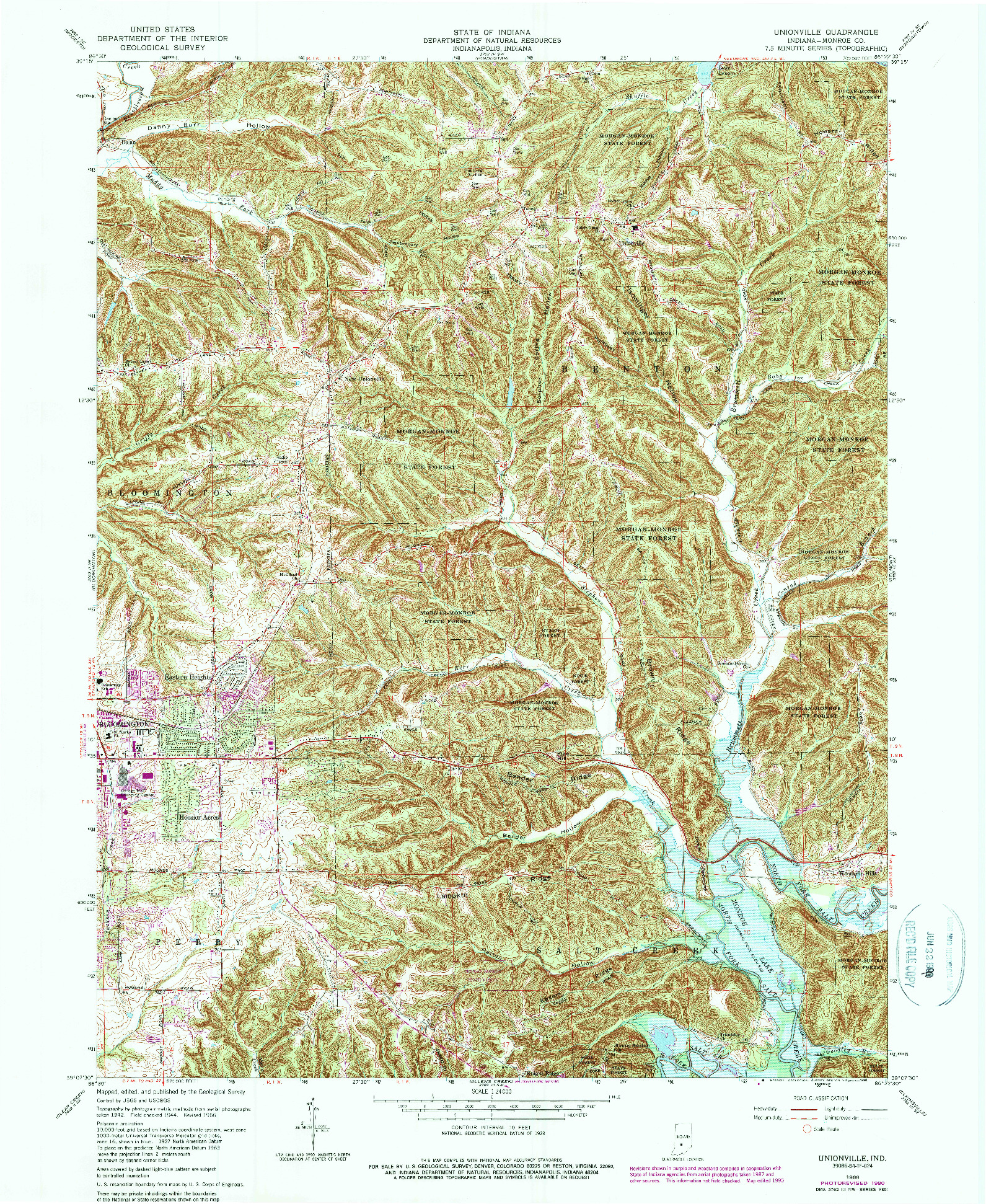 USGS 1:24000-SCALE QUADRANGLE FOR UNIONVILLE, IN 1966