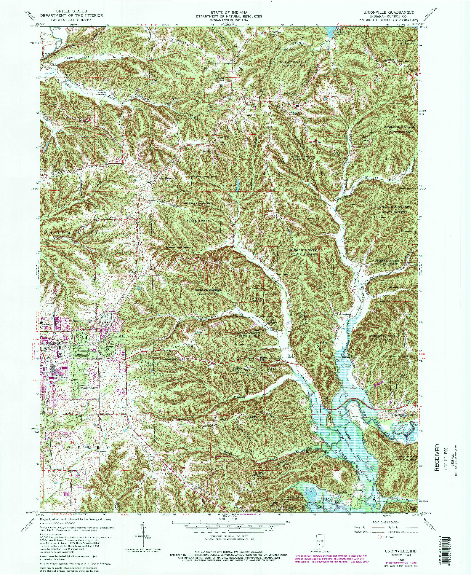 USGS 1:24000-SCALE QUADRANGLE FOR UNIONVILLE, IN 1966