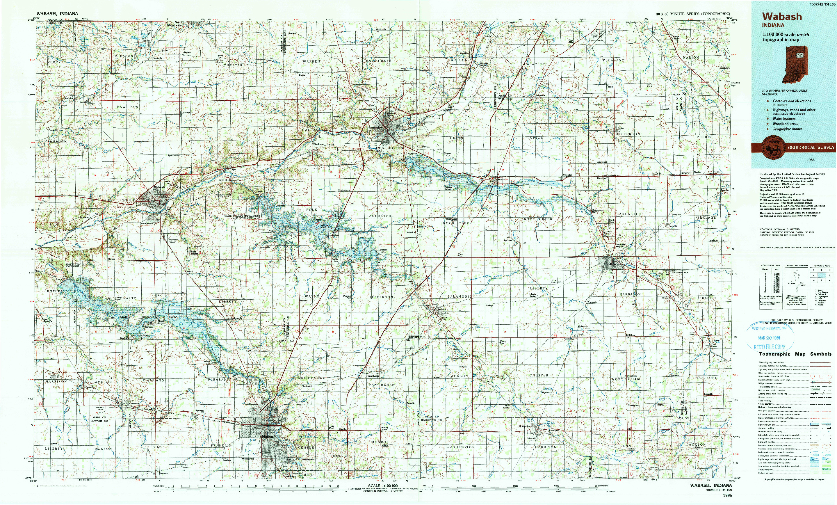 USGS 1:100000-SCALE QUADRANGLE FOR WABASH, IN 1986