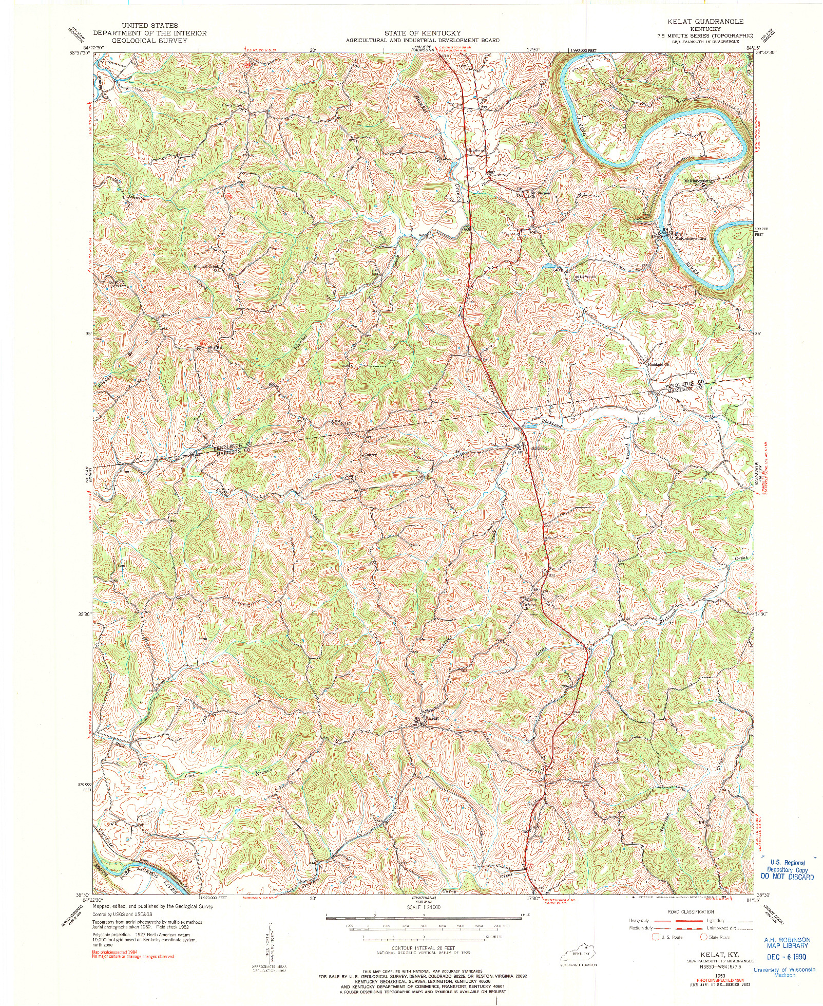 USGS 1:24000-SCALE QUADRANGLE FOR KELAT, KY 1953