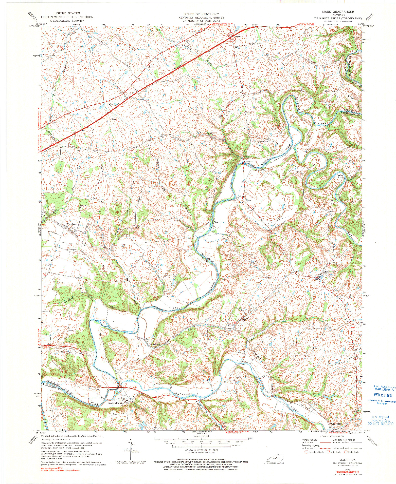 USGS 1:24000-SCALE QUADRANGLE FOR MAUD, KY 1972