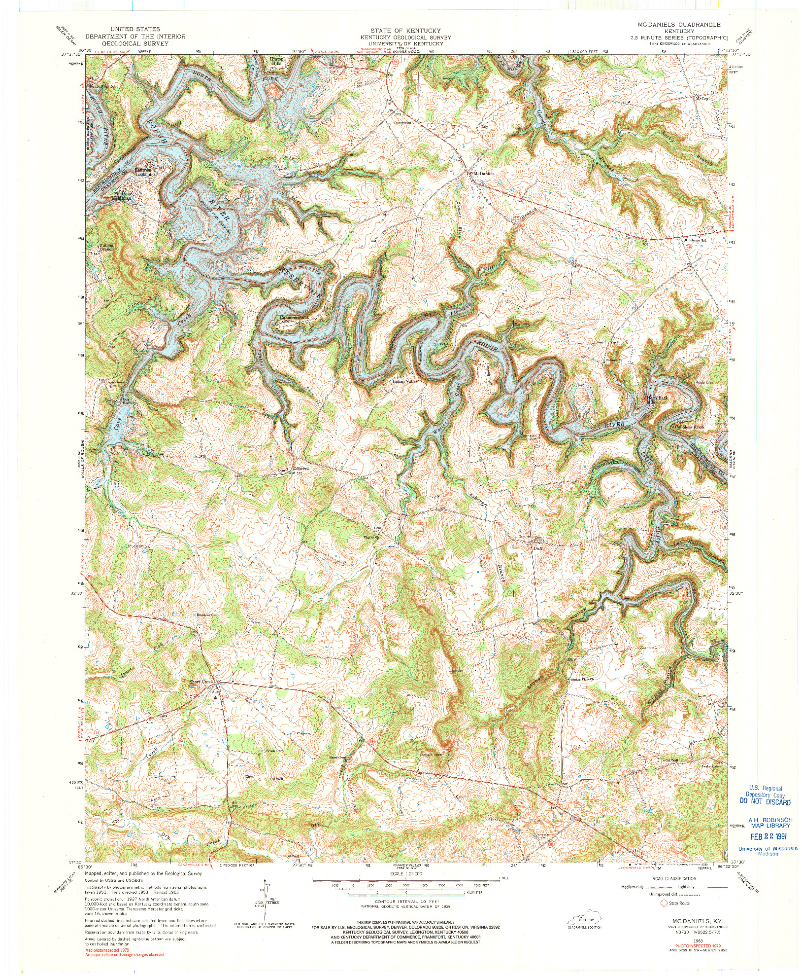 USGS 1:24000-SCALE QUADRANGLE FOR MC DANIELS, KY 1963