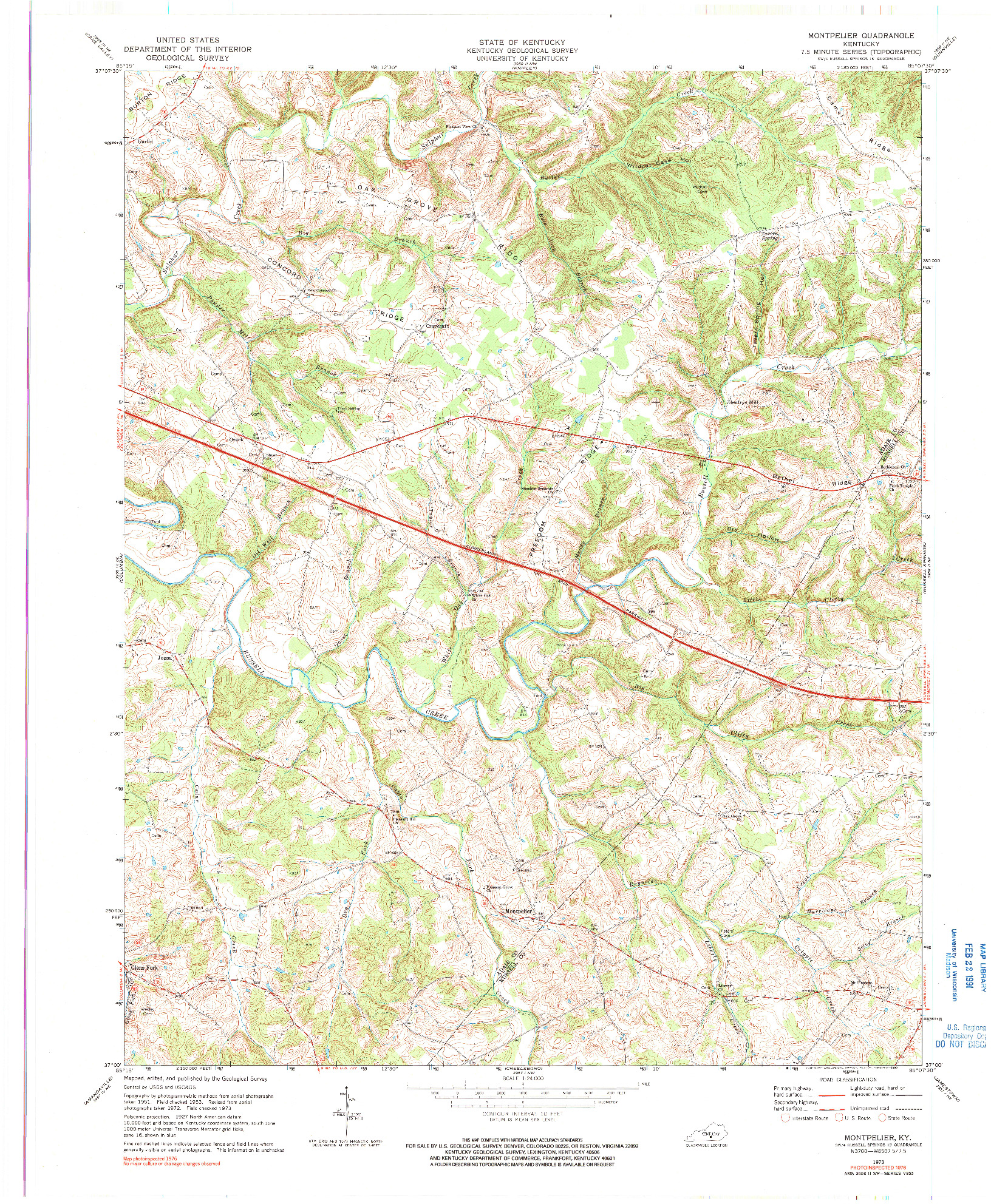 USGS 1:24000-SCALE QUADRANGLE FOR MONTPELIER, KY 1973