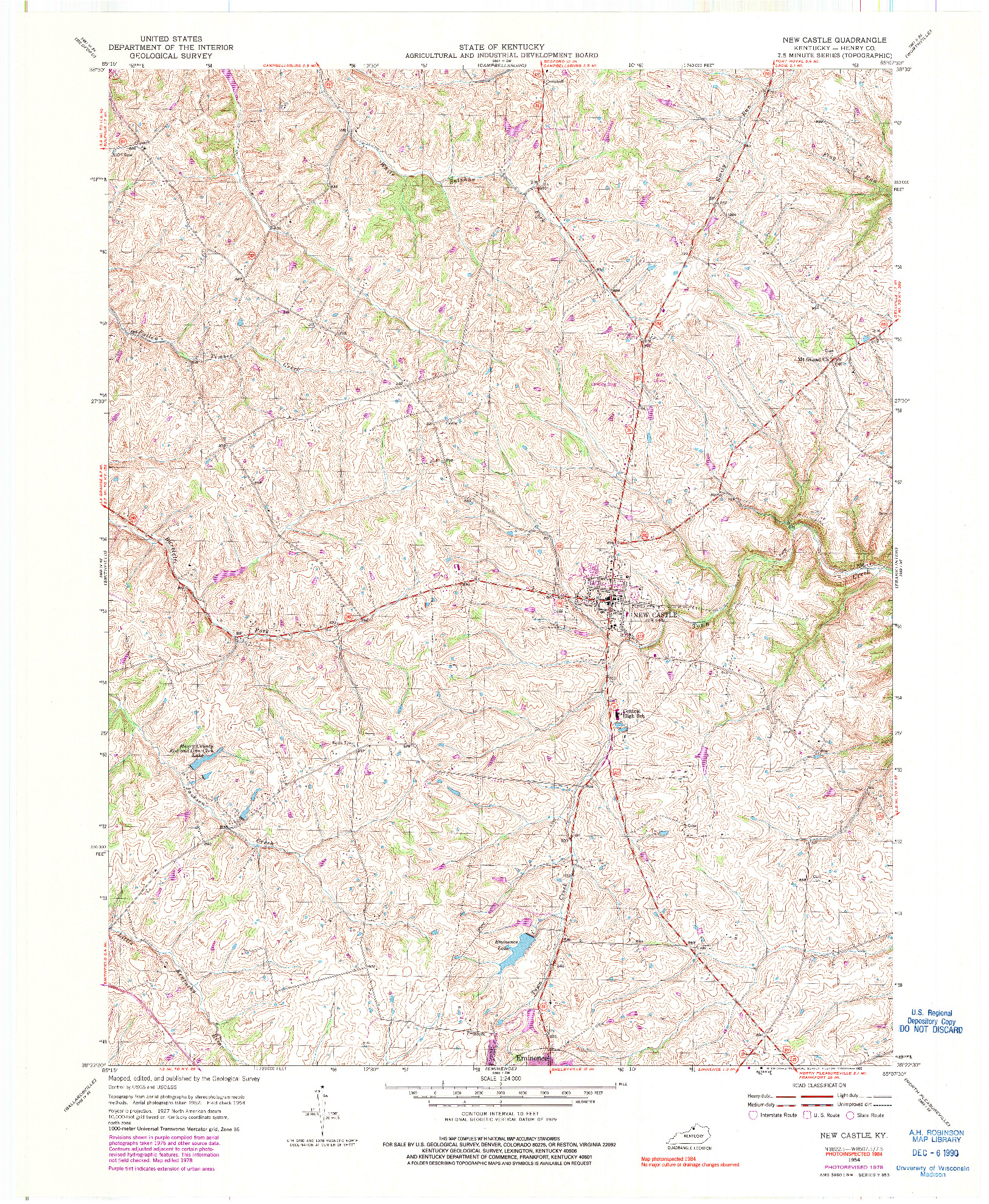 USGS 1:24000-SCALE QUADRANGLE FOR NEW CASTLE, KY 1954