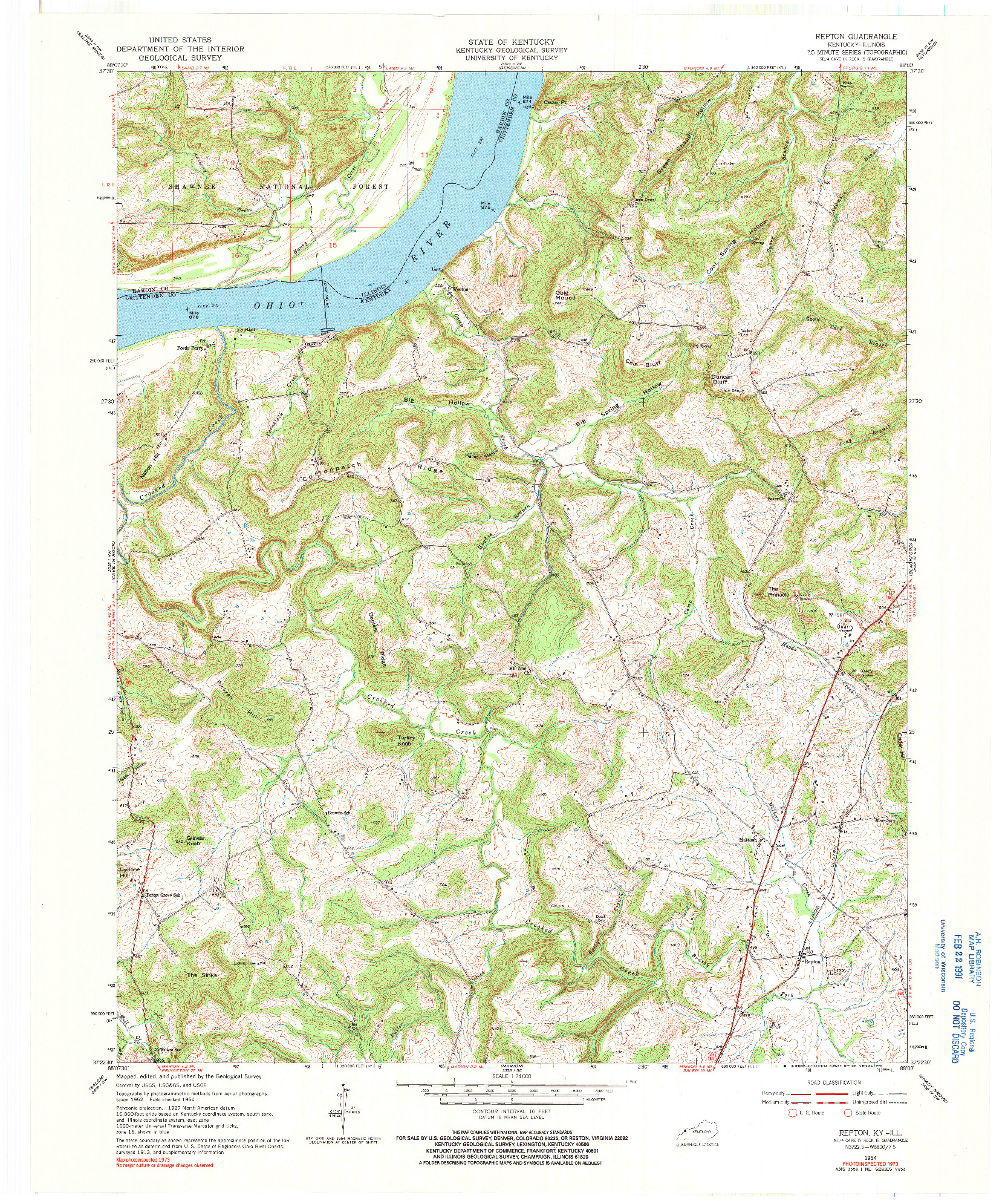 USGS 1:24000-SCALE QUADRANGLE FOR REPTON, KY 1954