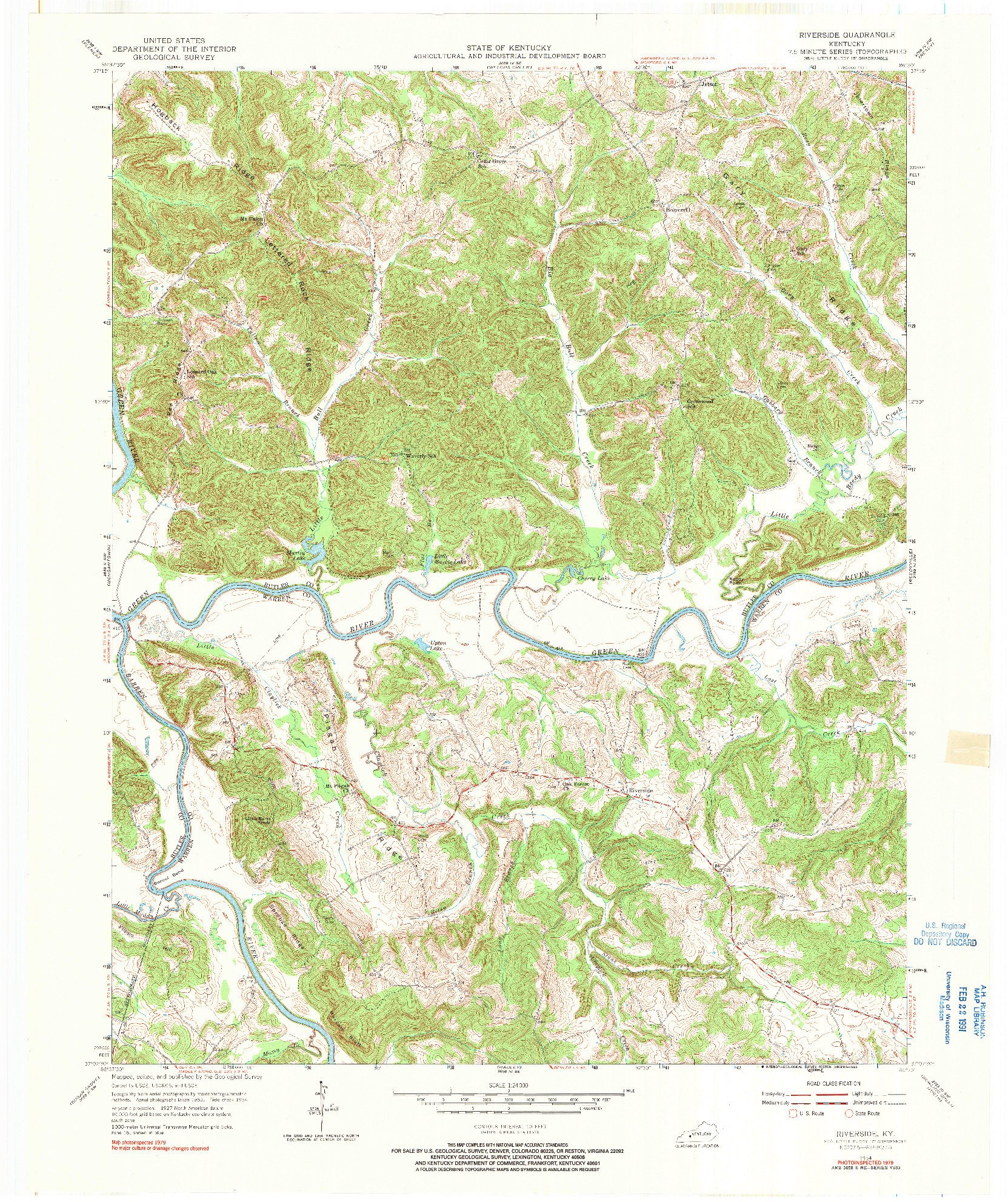 USGS 1:24000-SCALE QUADRANGLE FOR RIVERSIDE, KY 1954