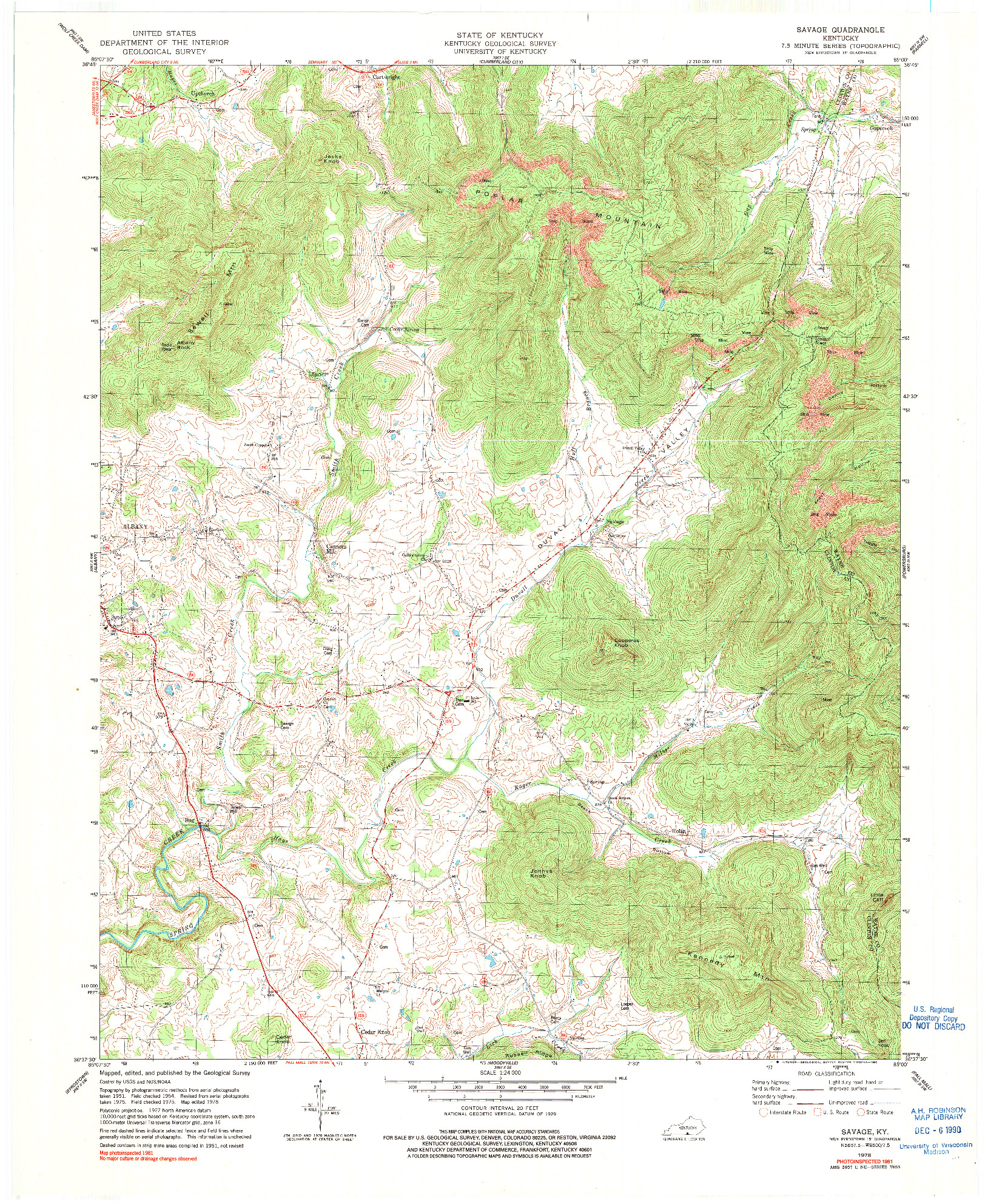 USGS 1:24000-SCALE QUADRANGLE FOR SAVAGE, KY 1978