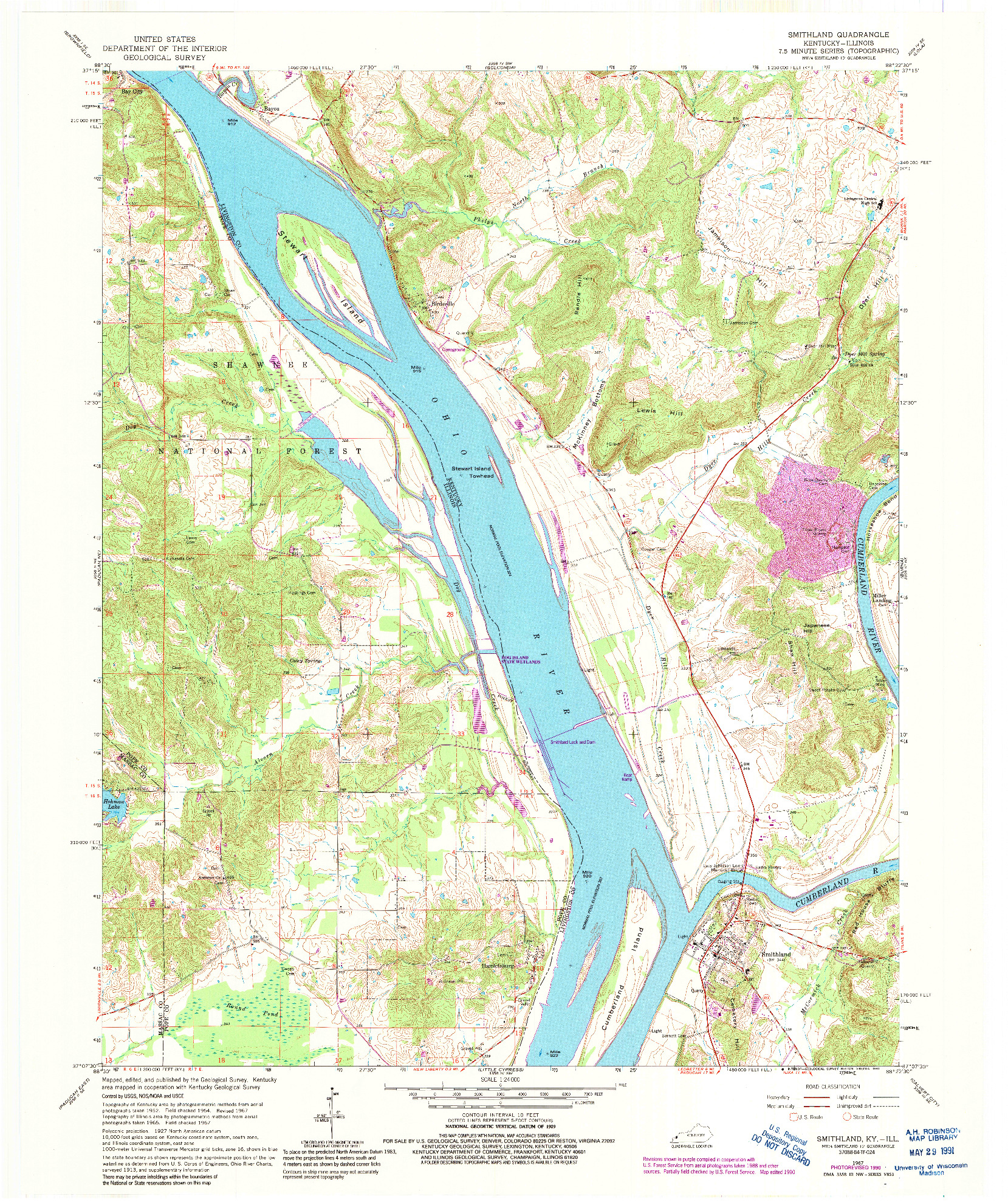 USGS 1:24000-SCALE QUADRANGLE FOR SMITHLAND, KY 1967