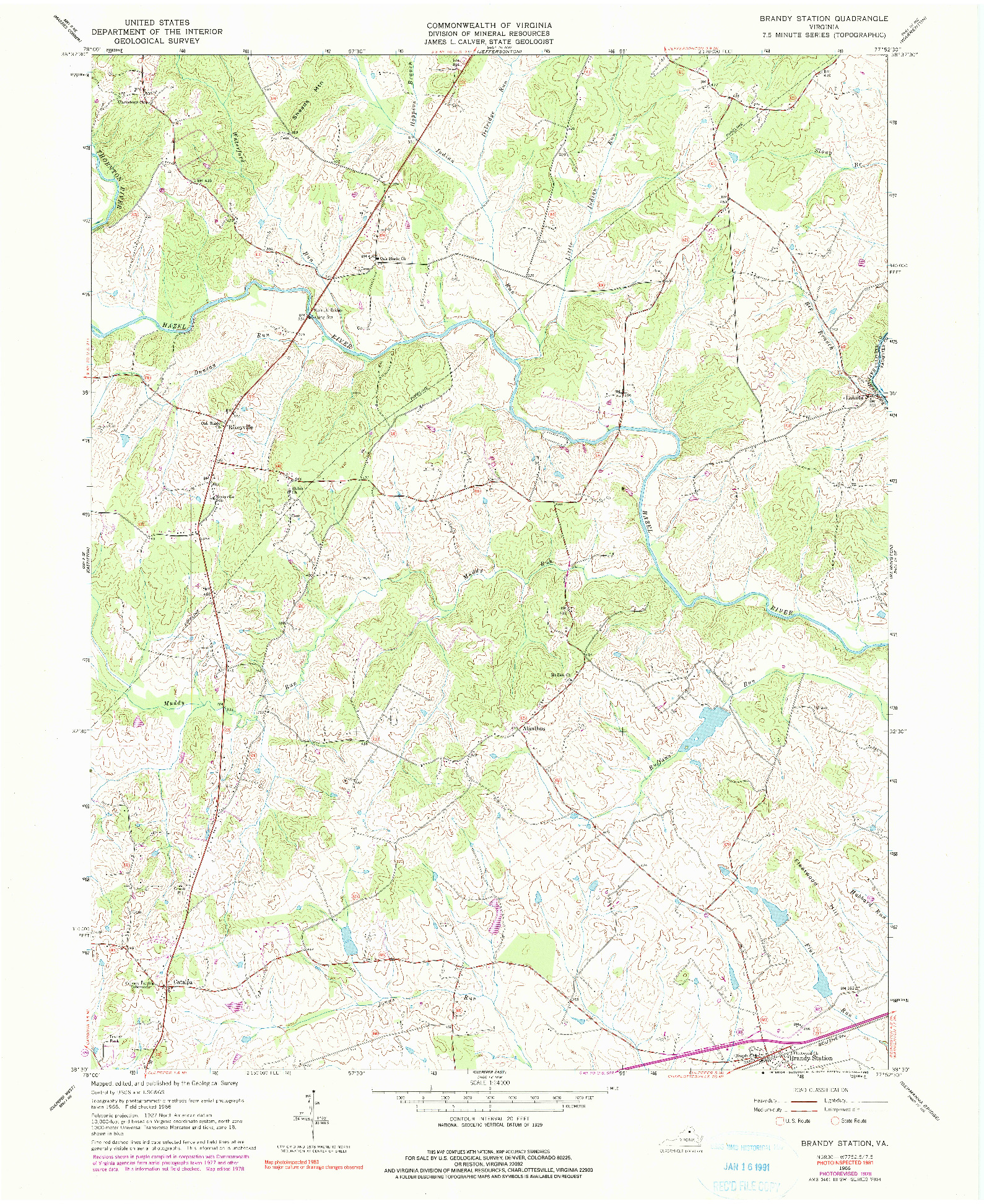 USGS 1:24000-SCALE QUADRANGLE FOR BRANDY STATION, VA 1966