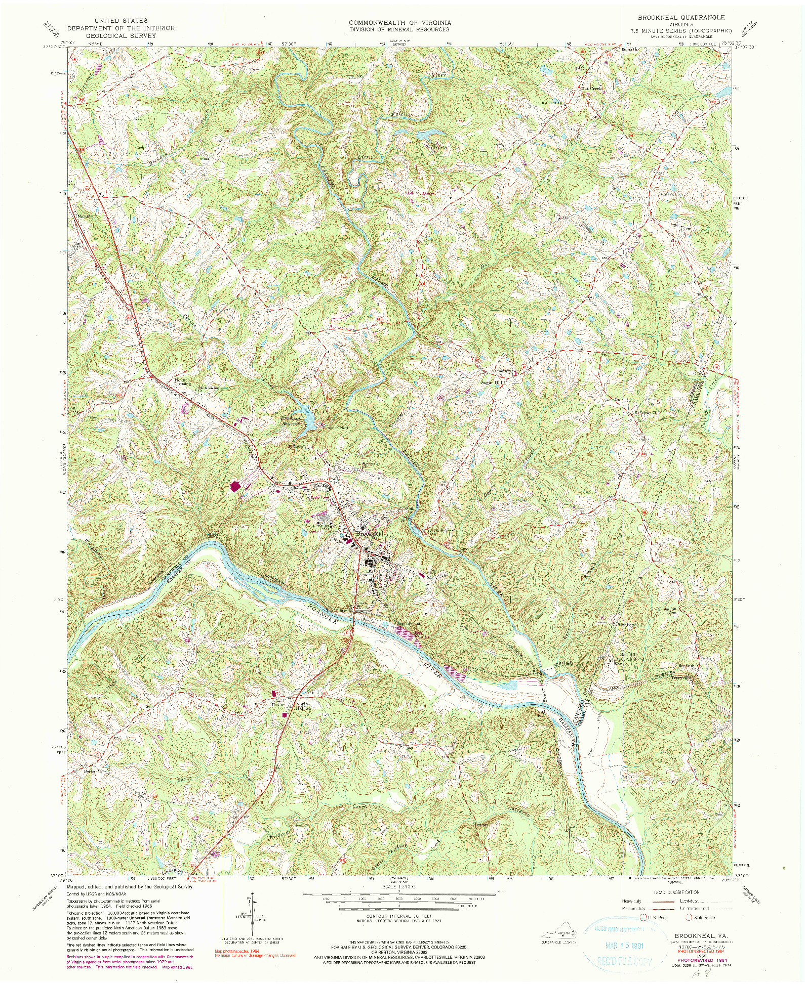 USGS 1:24000-SCALE QUADRANGLE FOR BROOKNEAL, VA 1966