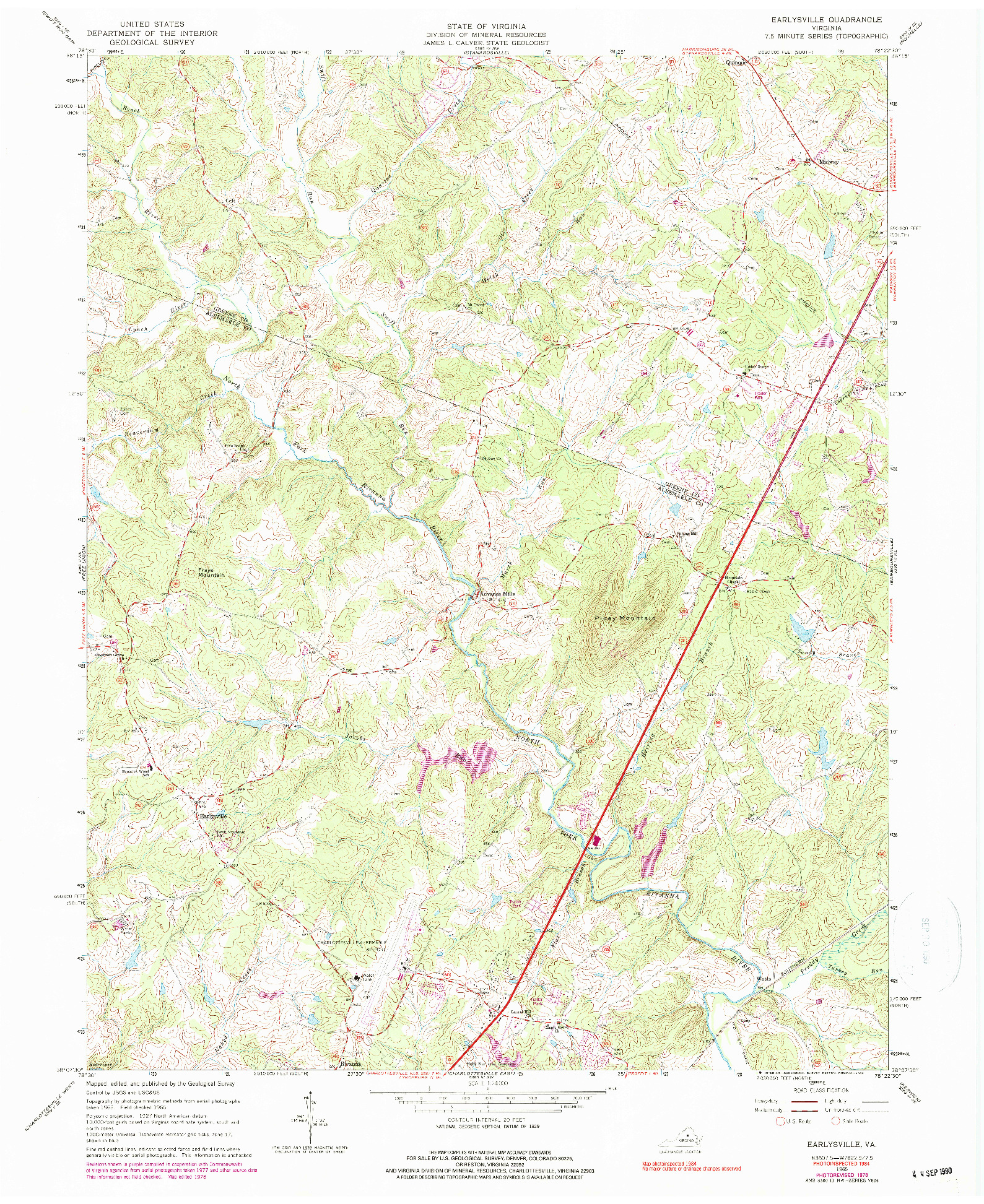 USGS 1:24000-SCALE QUADRANGLE FOR EARLYSVILLE, VA 1965