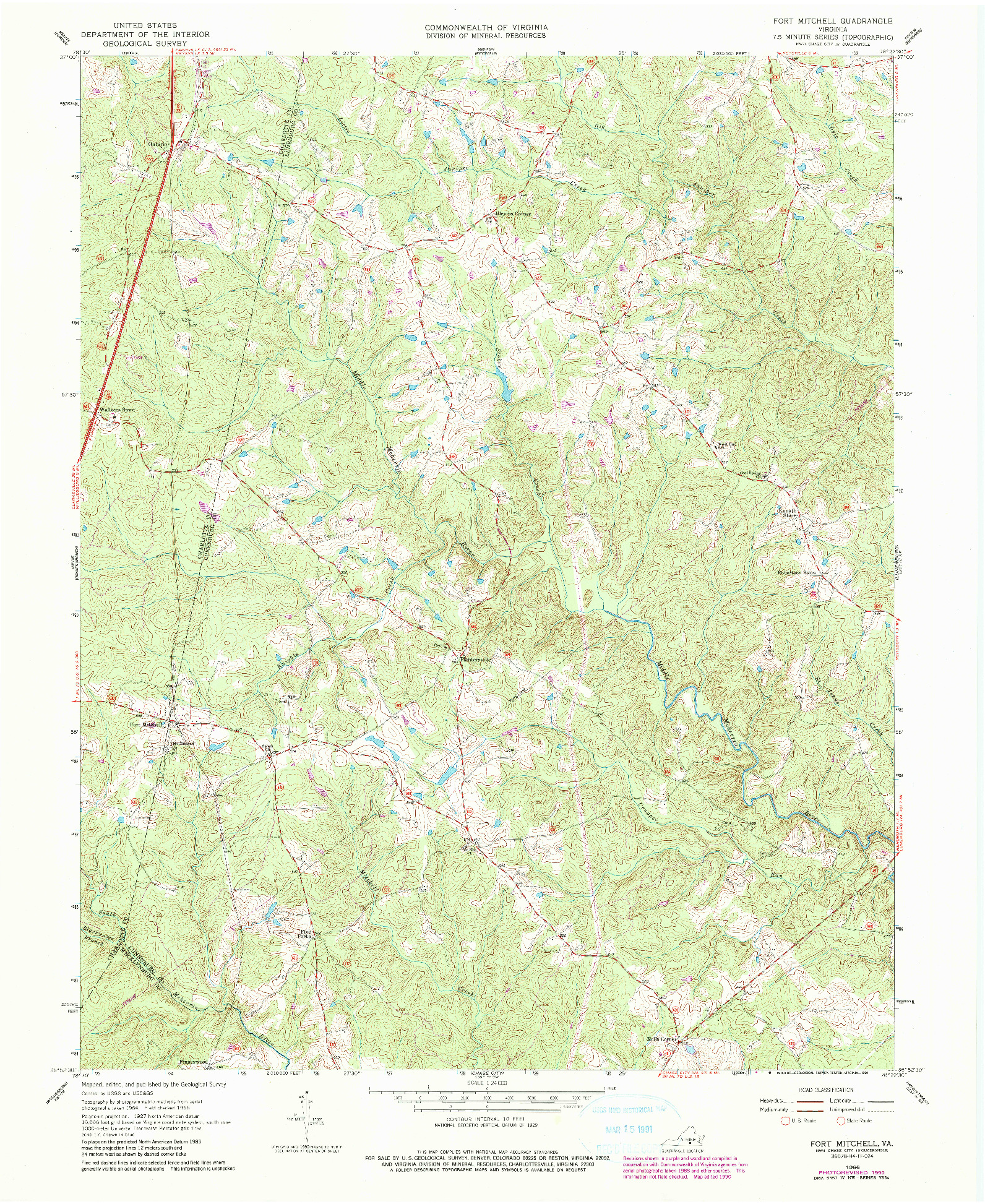 USGS 1:24000-SCALE QUADRANGLE FOR FORT MITCHELL, VA 1966