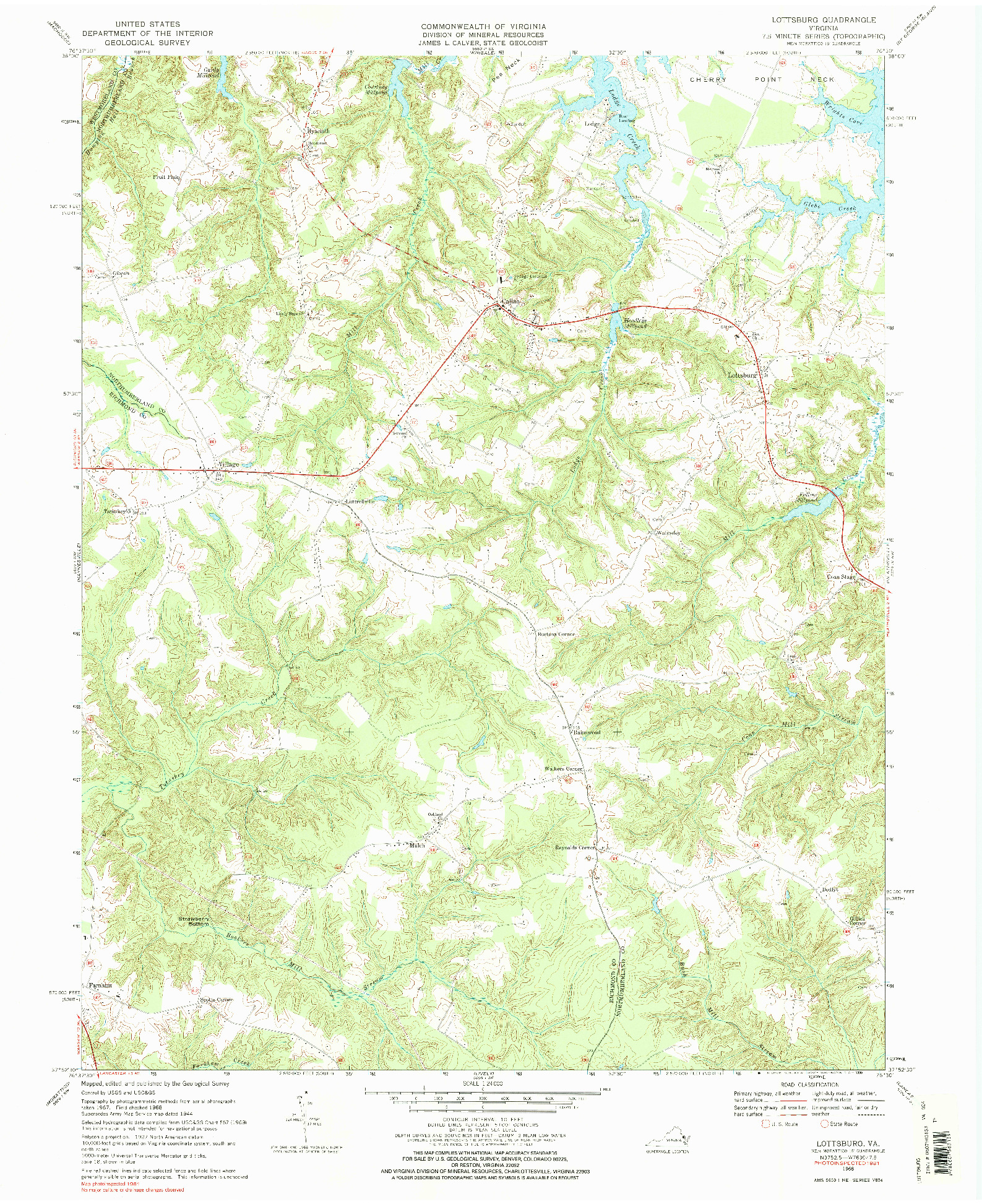 USGS 1:24000-SCALE QUADRANGLE FOR LOTTSBURG, VA 1968