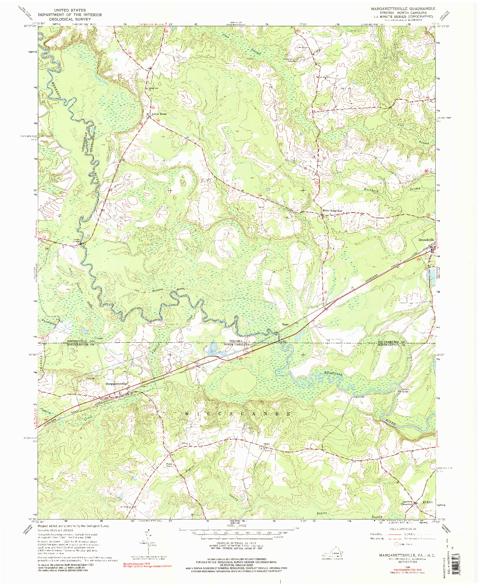 USGS 1:24000-SCALE QUADRANGLE FOR MARGARETTSVILLE, VA 1966