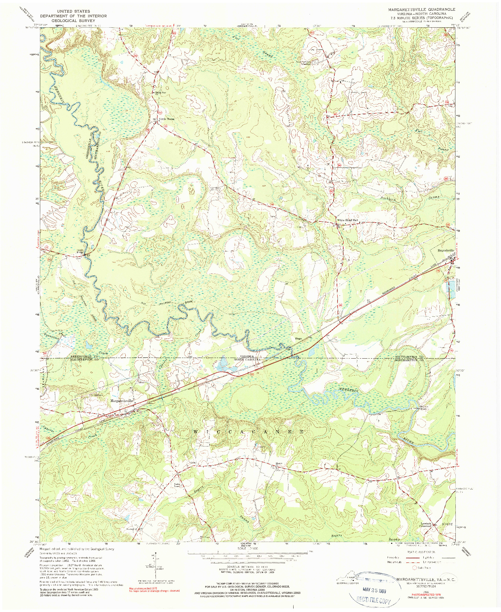 USGS 1:24000-SCALE QUADRANGLE FOR MARGARETTSVILLE, VA 1966