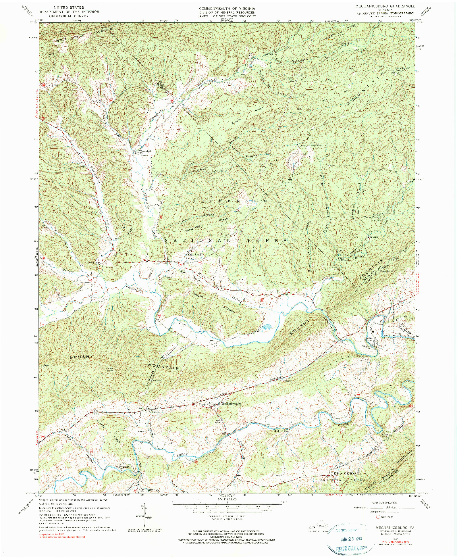 USGS 1:24000-SCALE QUADRANGLE FOR MECHANICSBURG, VA 1965