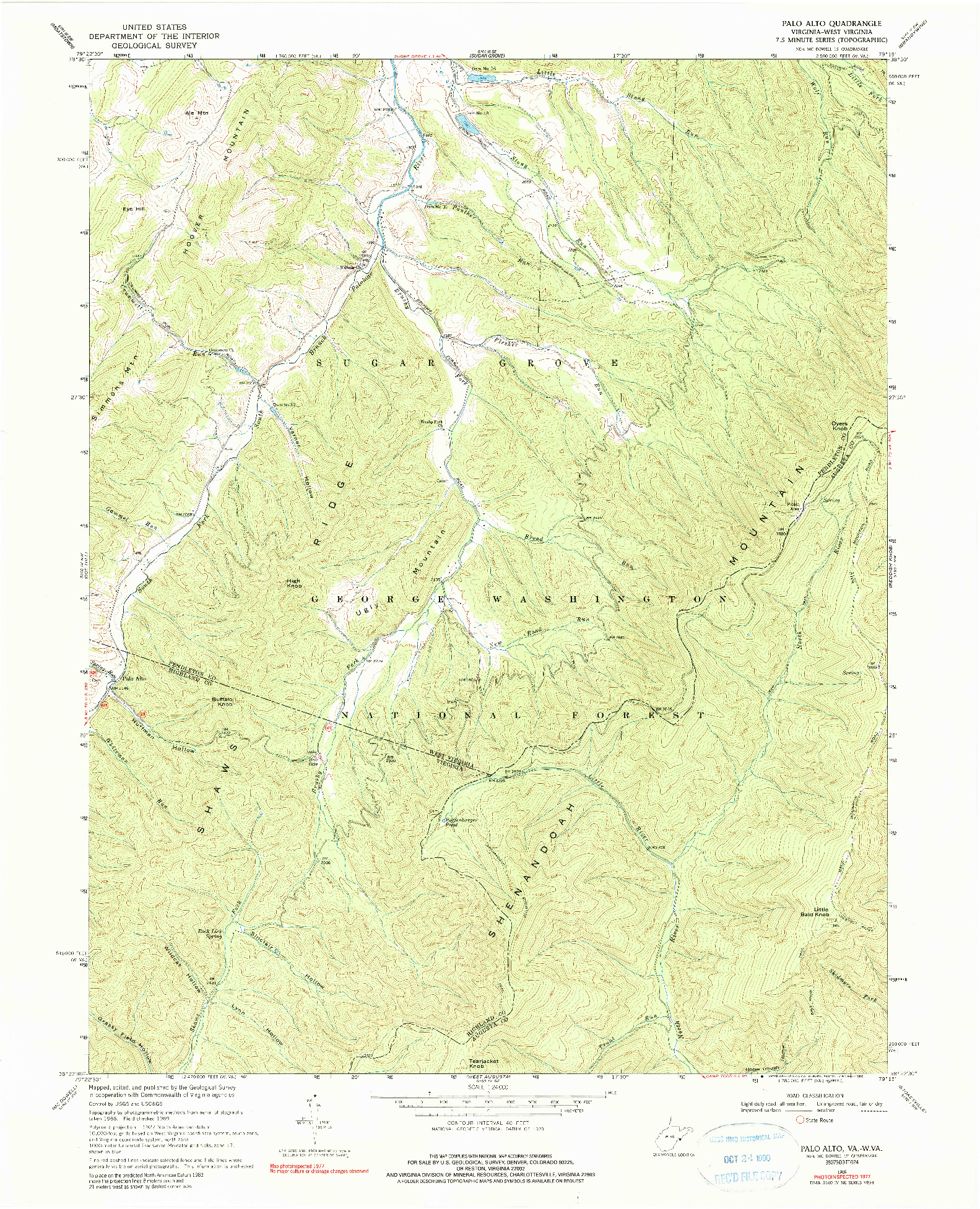 USGS 1:24000-SCALE QUADRANGLE FOR PALO ALTO, VA 1969