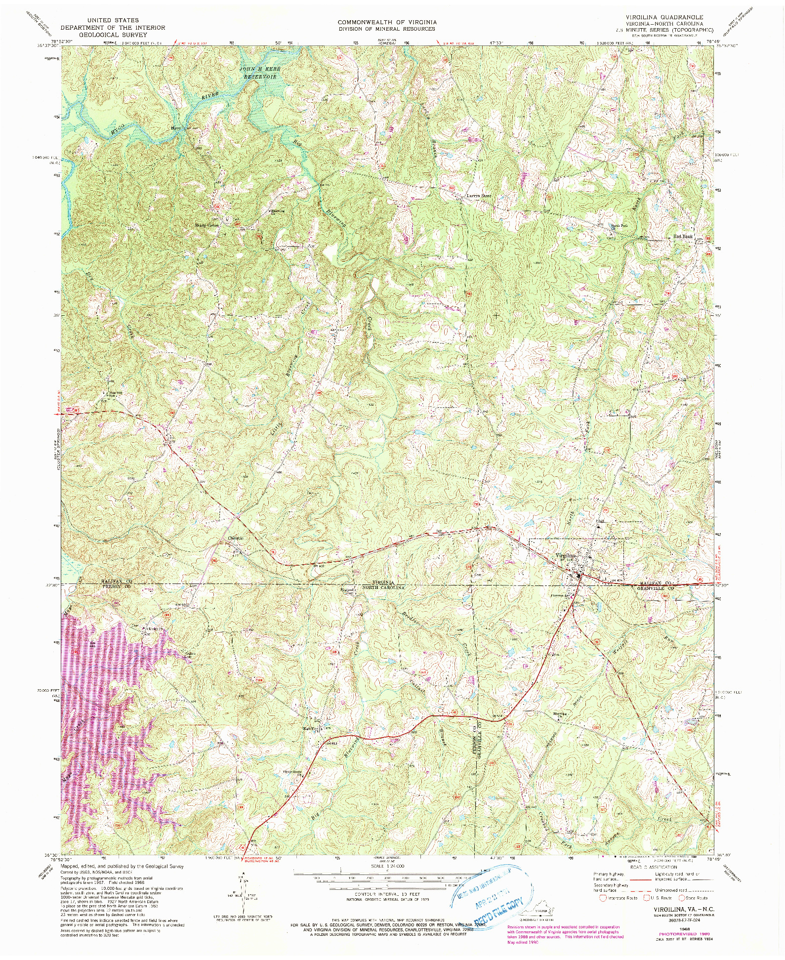 USGS 1:24000-SCALE QUADRANGLE FOR VIRGILINA, VA 1968